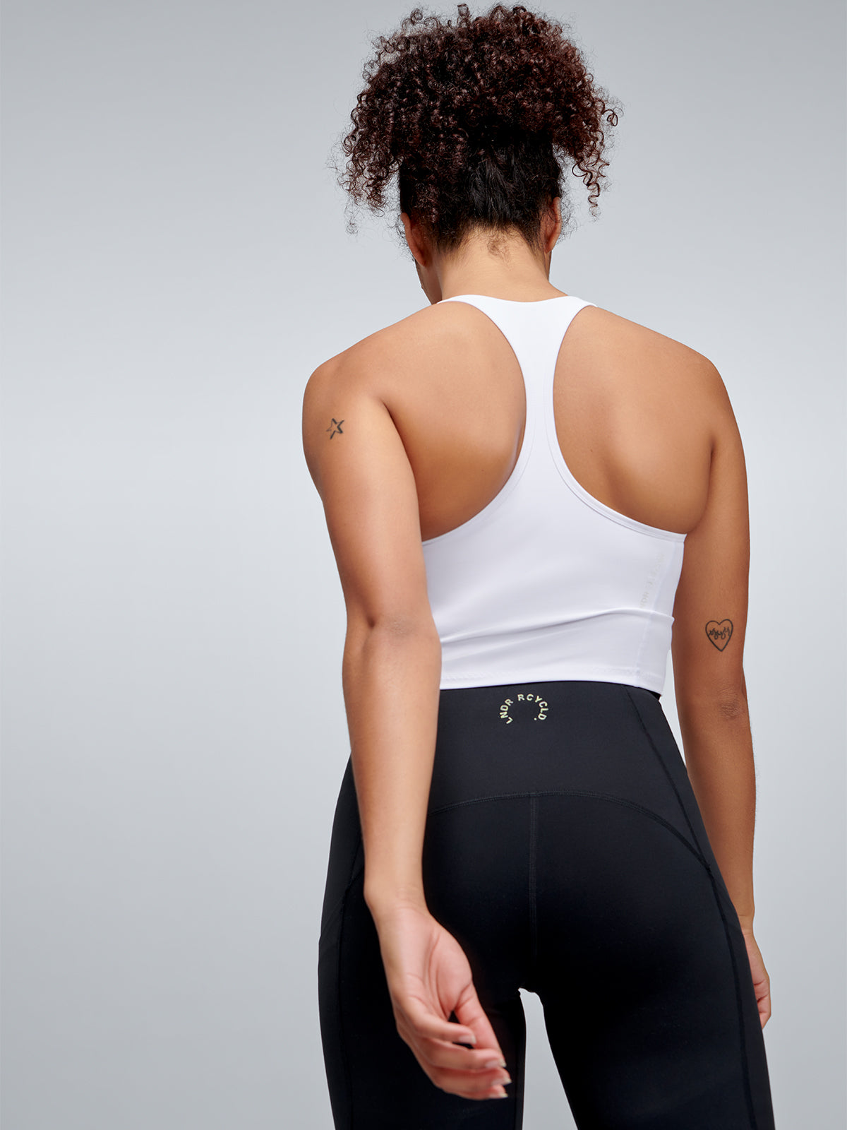 Womens femme fatale recycled longline white sports bra 5
