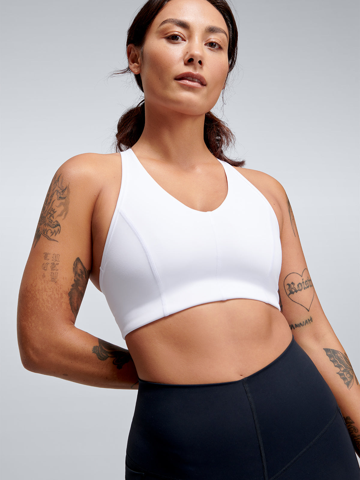 Womens femme fatale recycled white sports bra 6