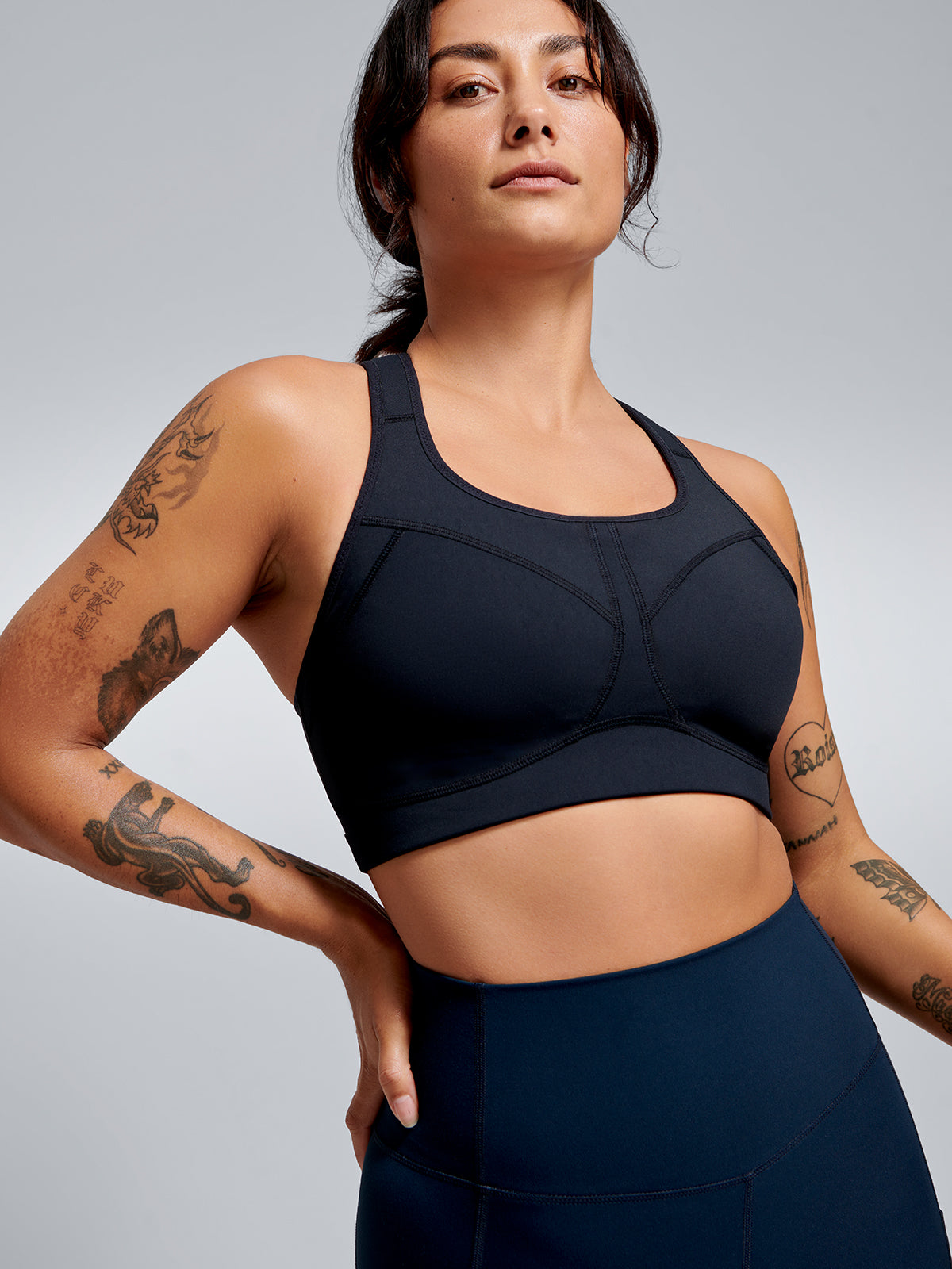 Womens locked and loaded black sports bra 4