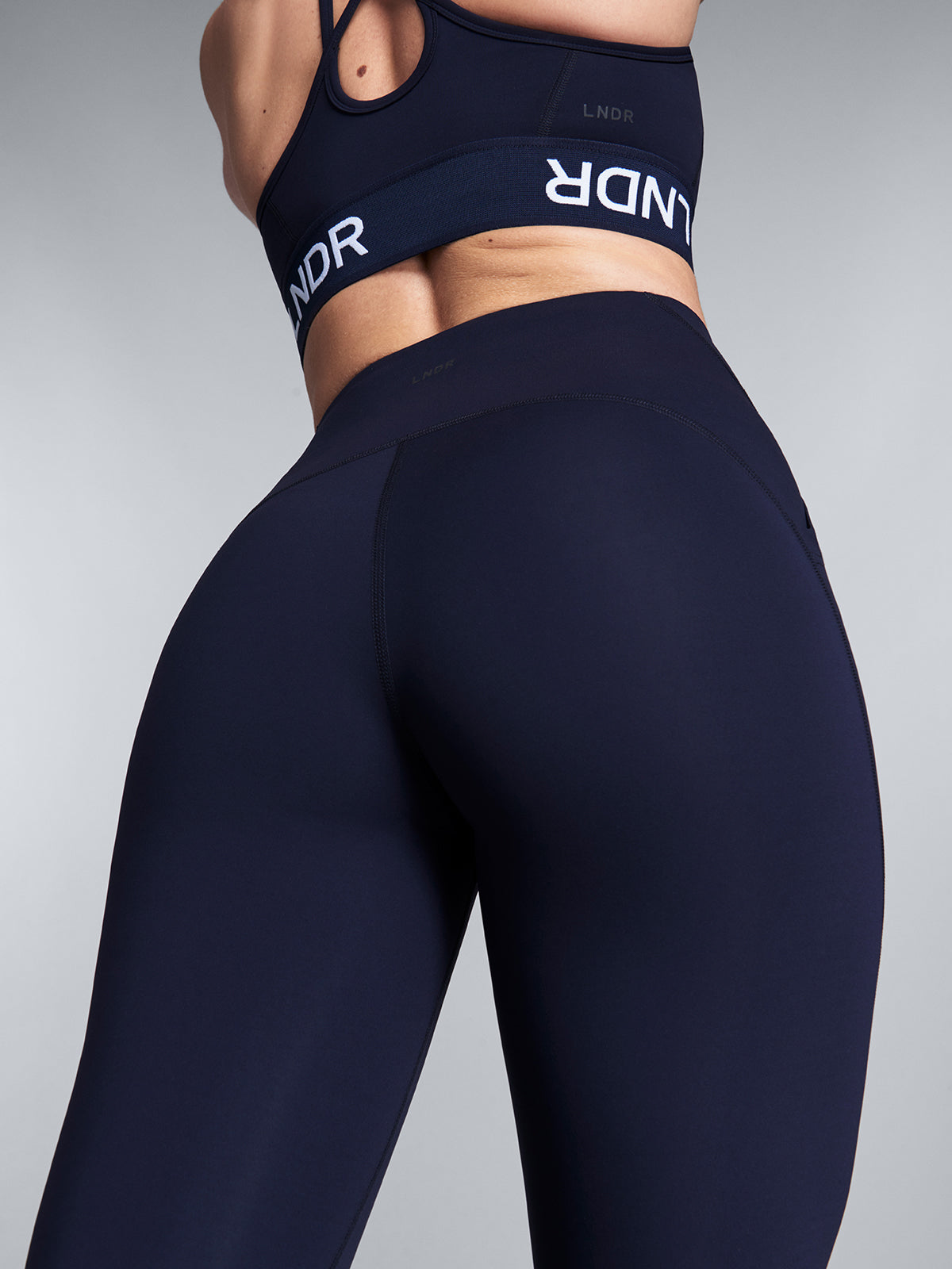 Womens lightspeed high waisted full length navy blue leggings 2