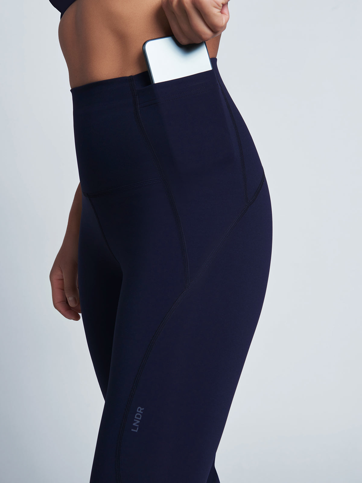 Womens limitless pocket super high waisted full length navy blue leggings 2
