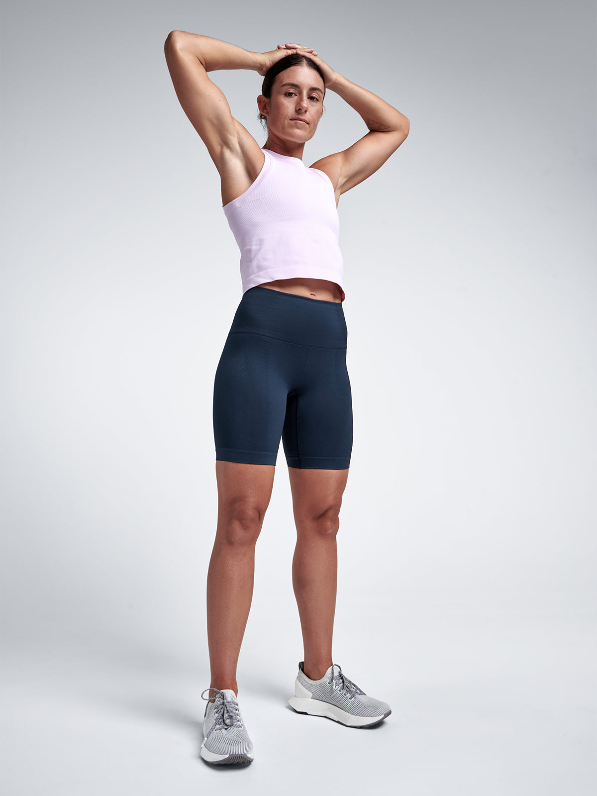 Womens chisel high waisted 8 inch marine blue bike shorts 1