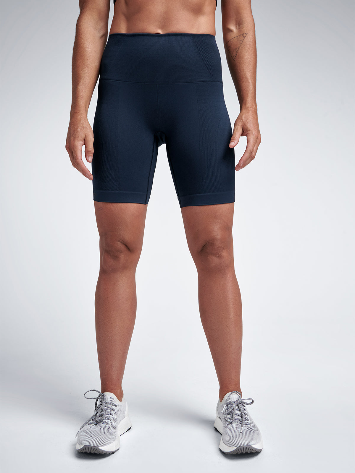 Womens chisel high waisted 8 inch marine blue bike shorts 3