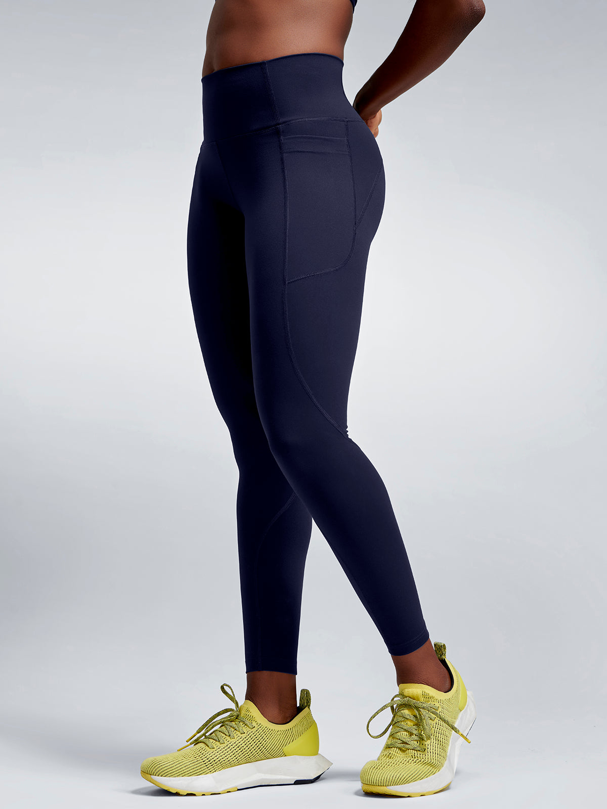Womens fatal attraction high waisted ankle length navy blue leggings 2