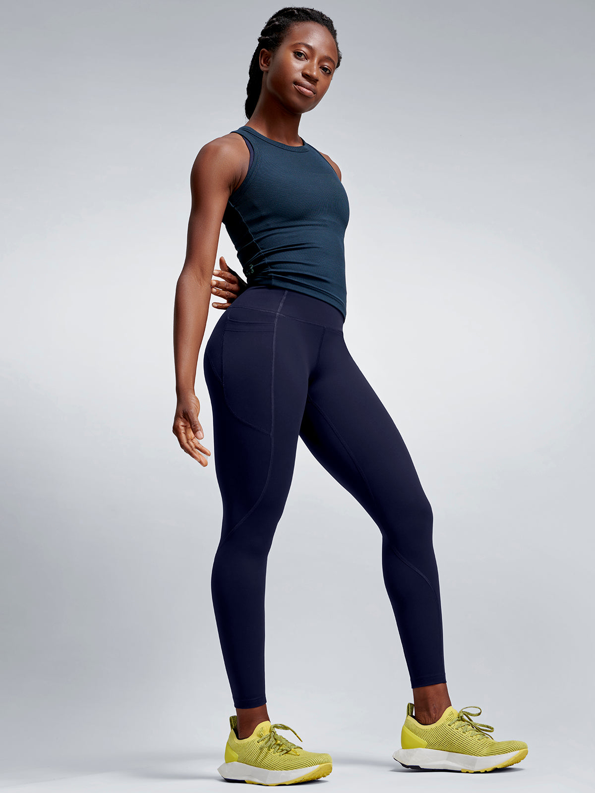 Womens fatal attraction high waisted ankle length navy blue leggings 3
