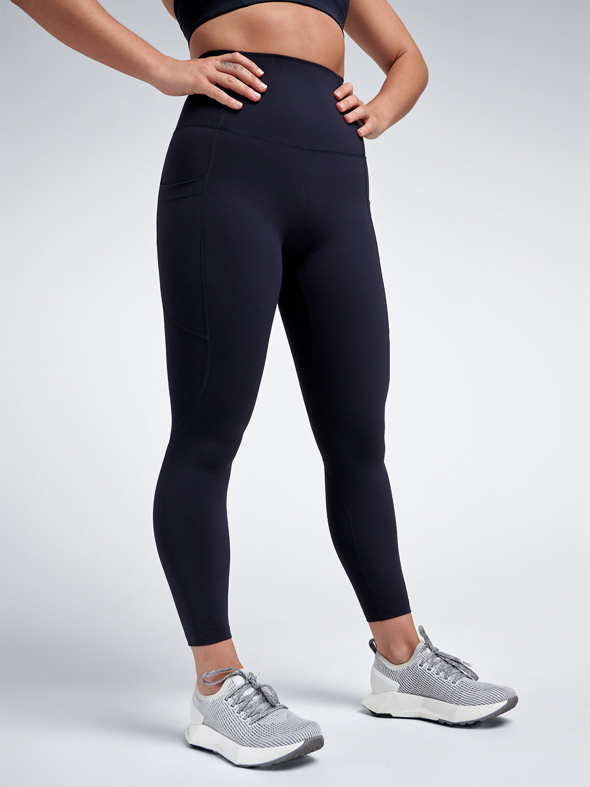Womens fatal attraction super high waisted ankle length navy blue leggings 1