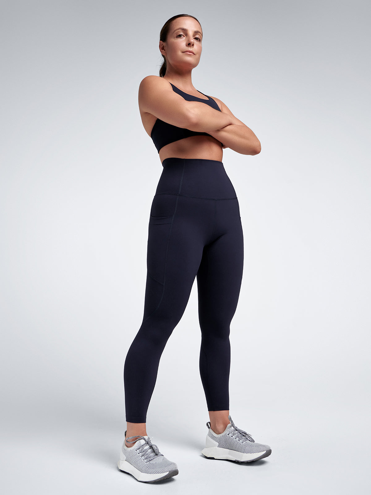Womens fatal attraction super high waisted ankle length navy blue leggings 3