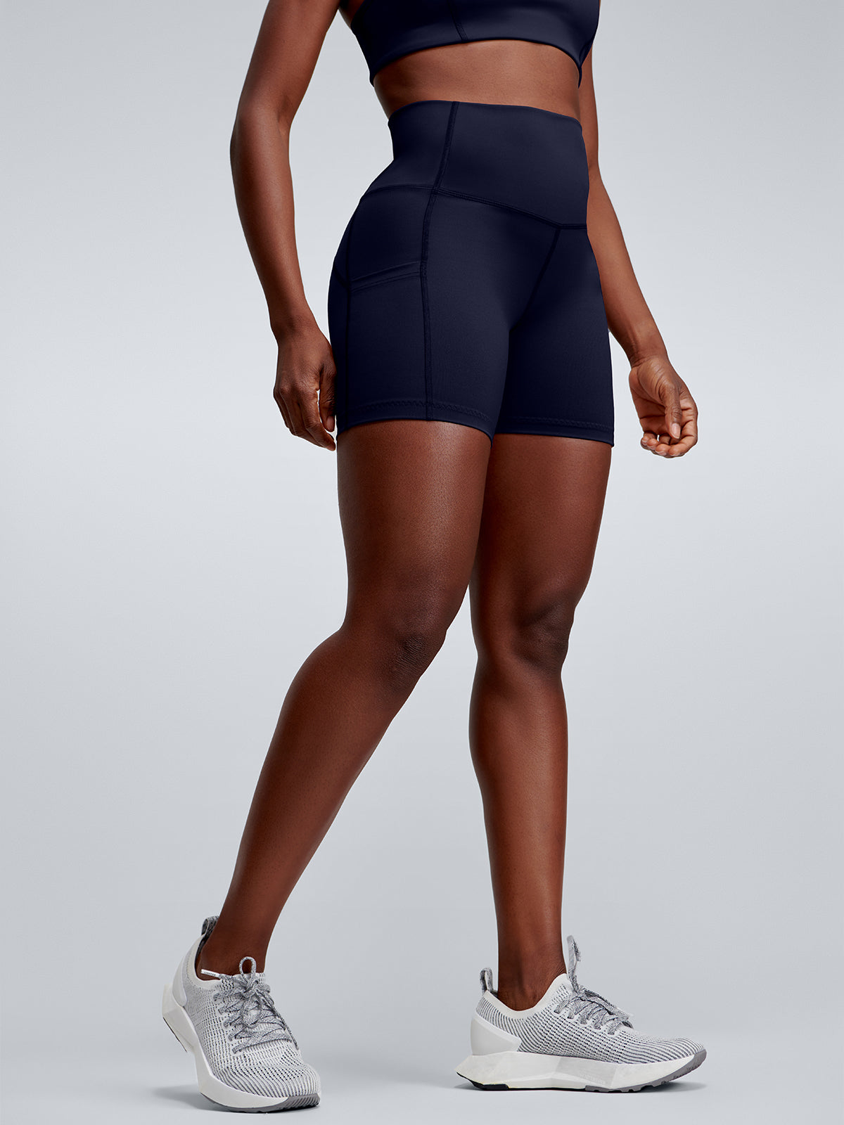 Womens fatal attraction high waisted 6 inch navy blue bike shorts 1