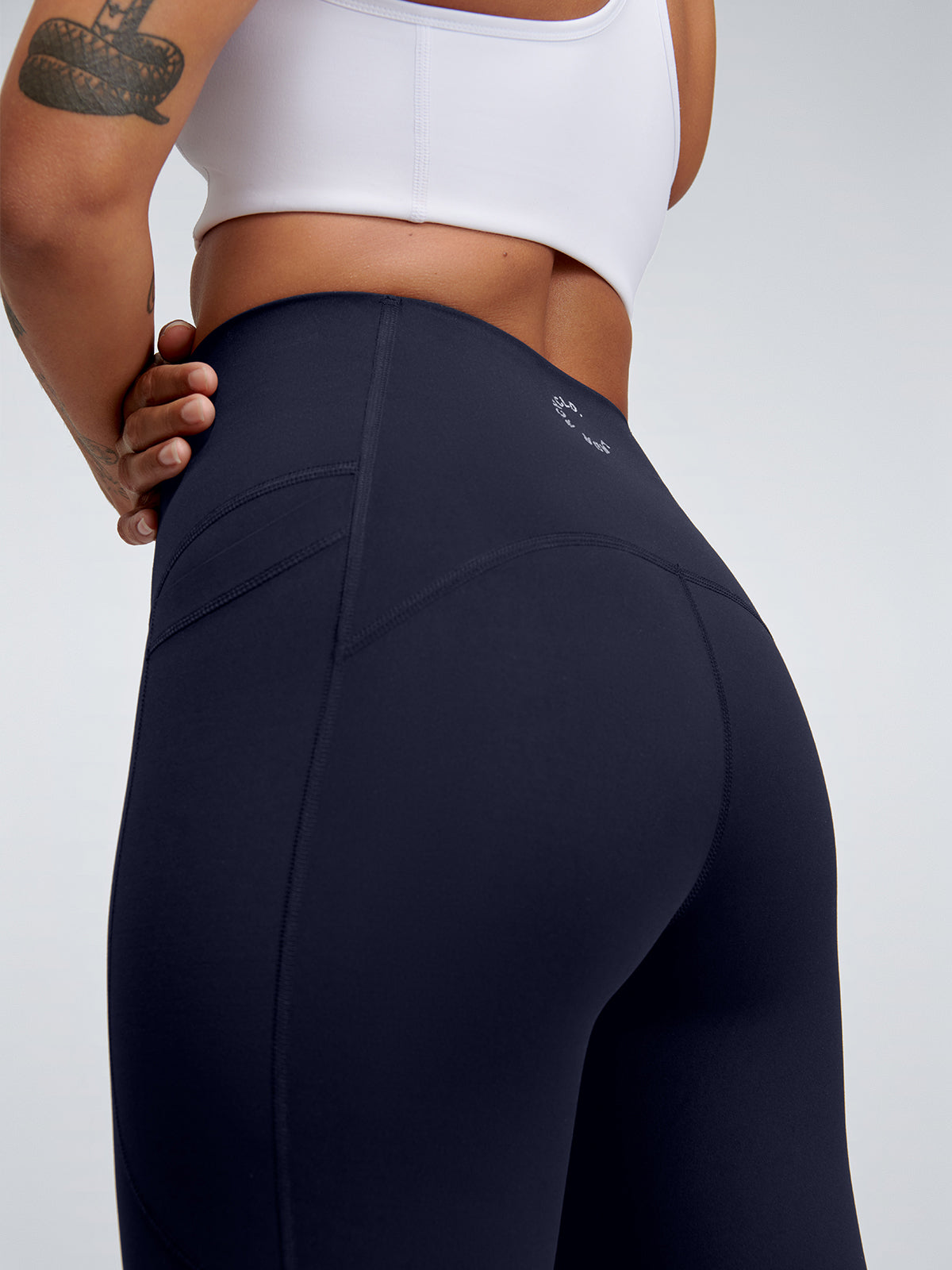Womens femme fatale high waisted ankle length navy blueleggings 6