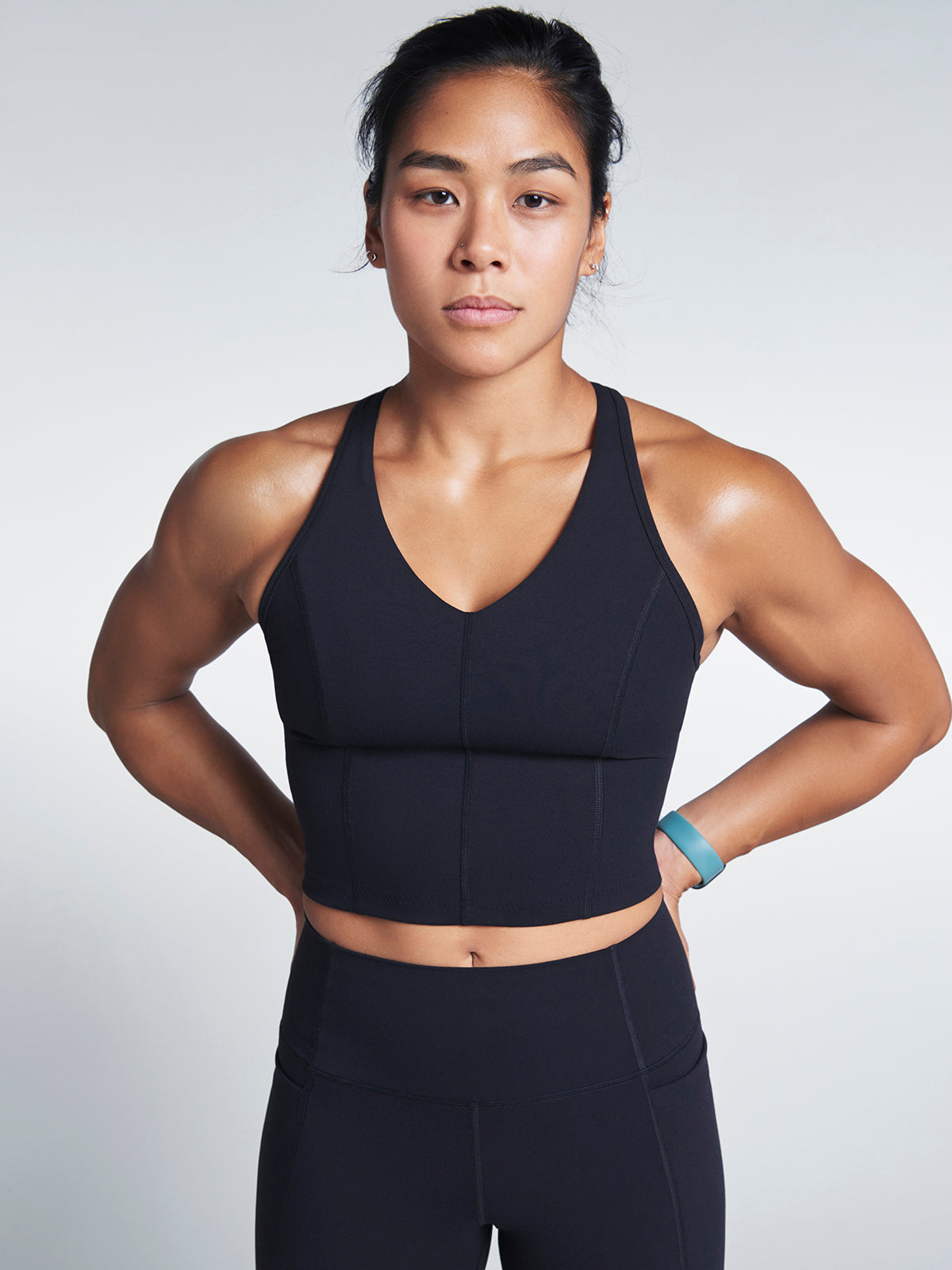 Womens femme fatale longline black sports bra 5