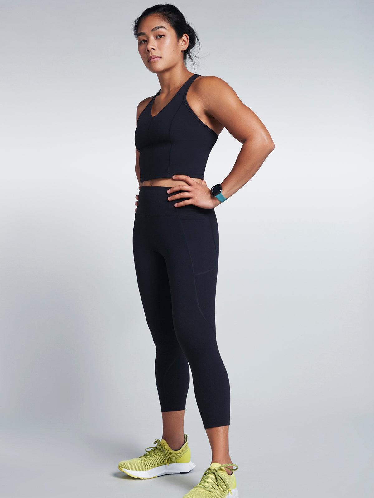 Womens femme fatale longline black sports bra 4