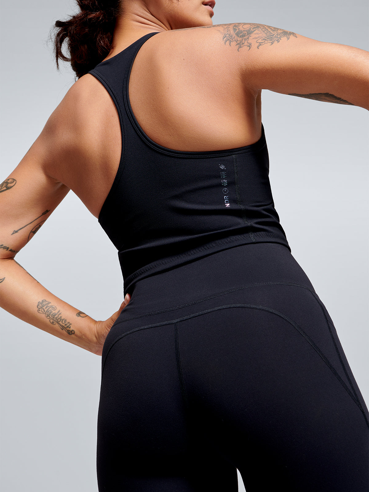 Womens femme fatale longline black sports bra 2