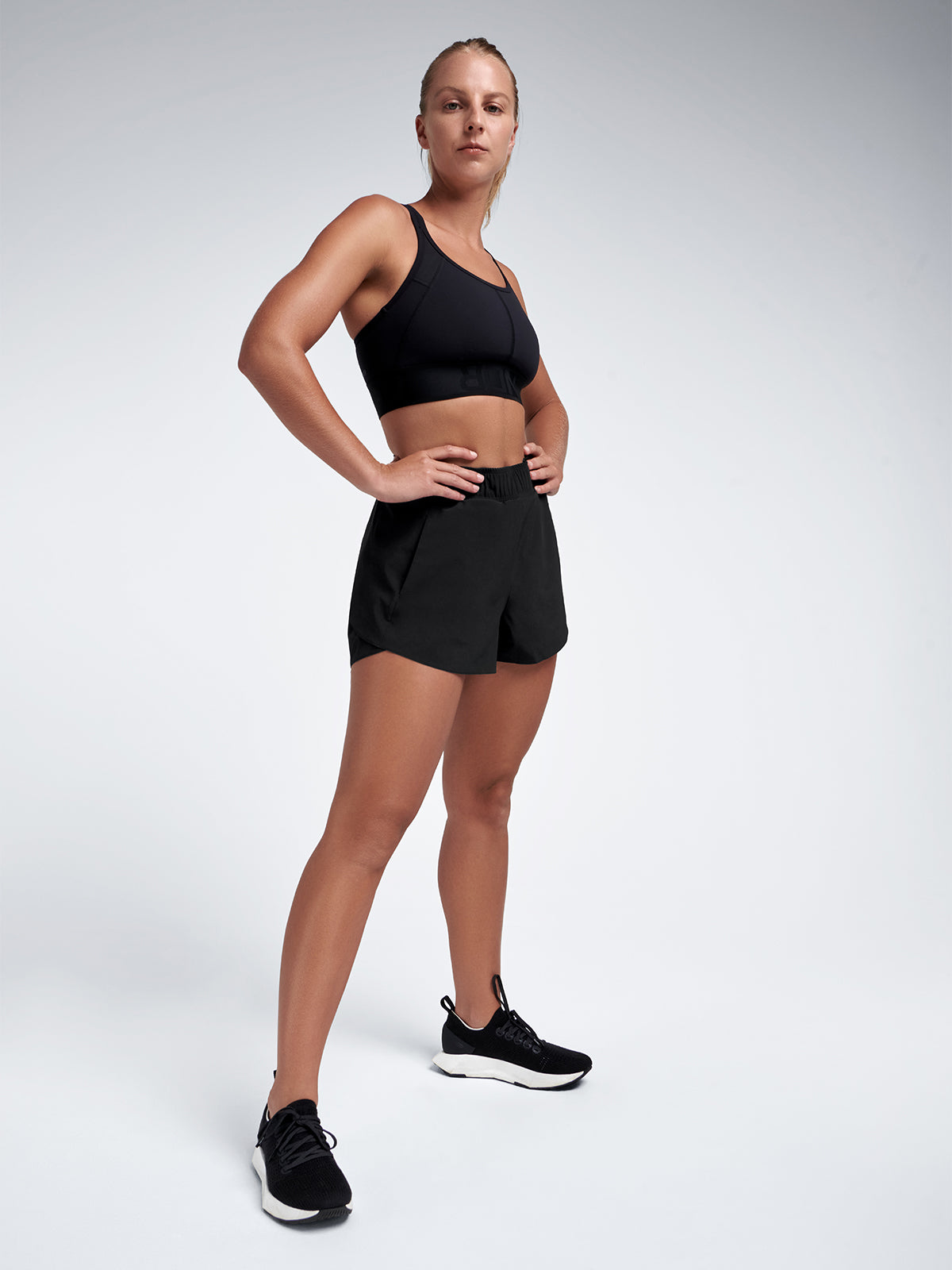Womens fly recycled black run short 5