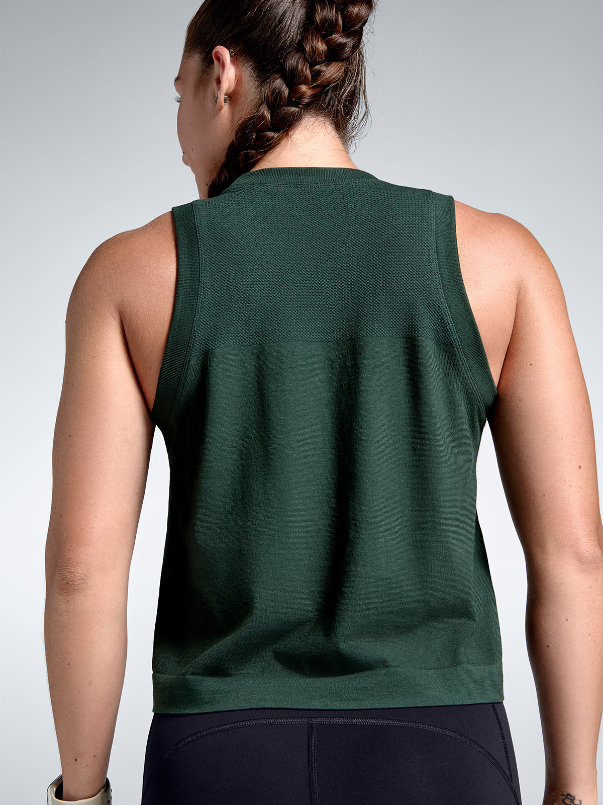 Womens here today cropped dark green tank top 3