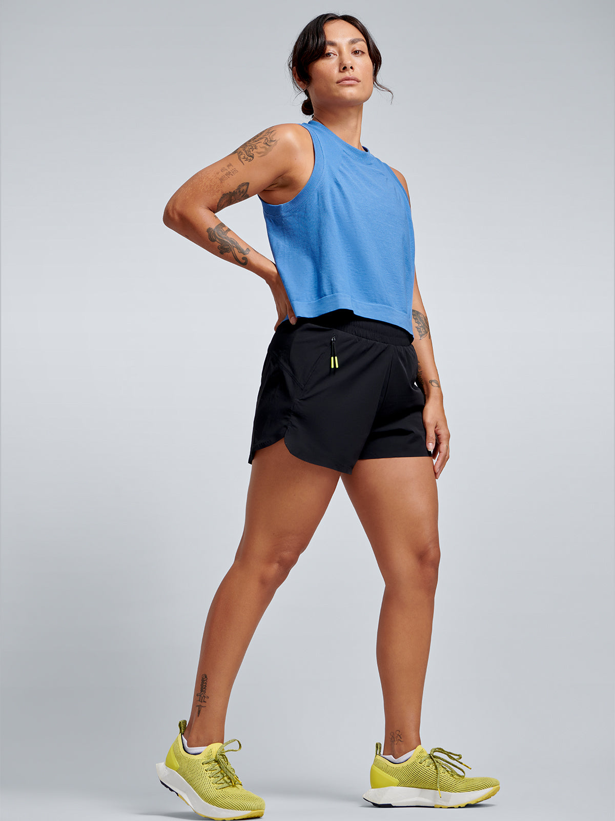 Womens here today cropped blue tank top 2
