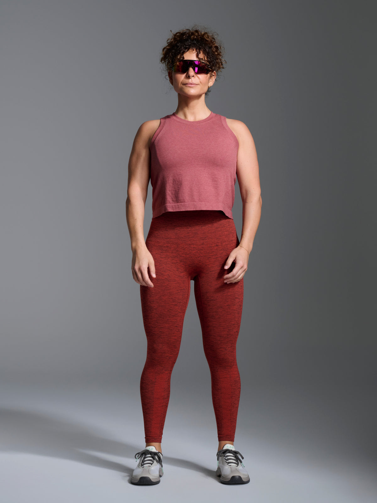 Womens here today cropped red earth marl tank top 7