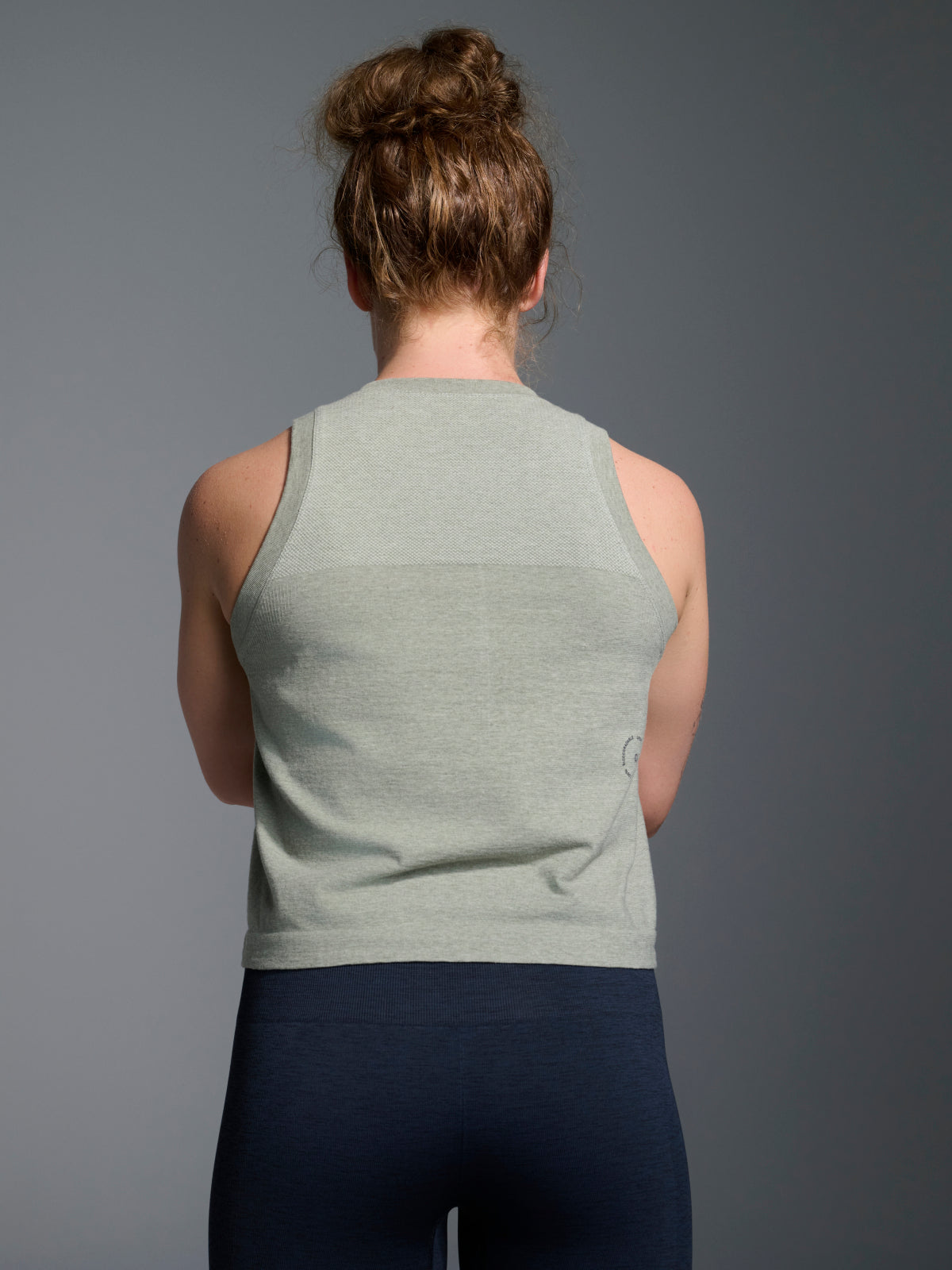 Womens here today cropped sage green marl tank top 3