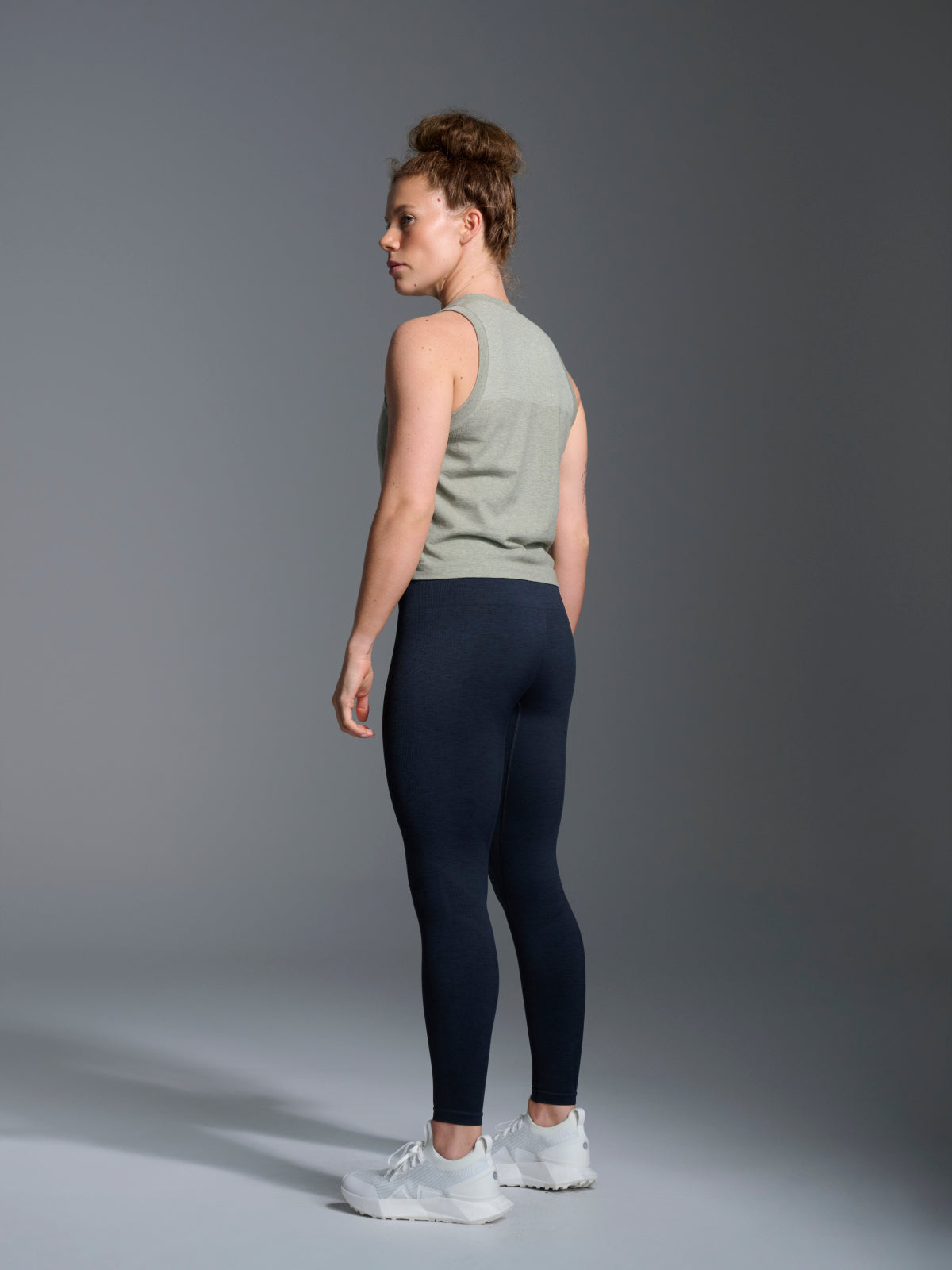 Womens here today cropped sage green marl tank top 5