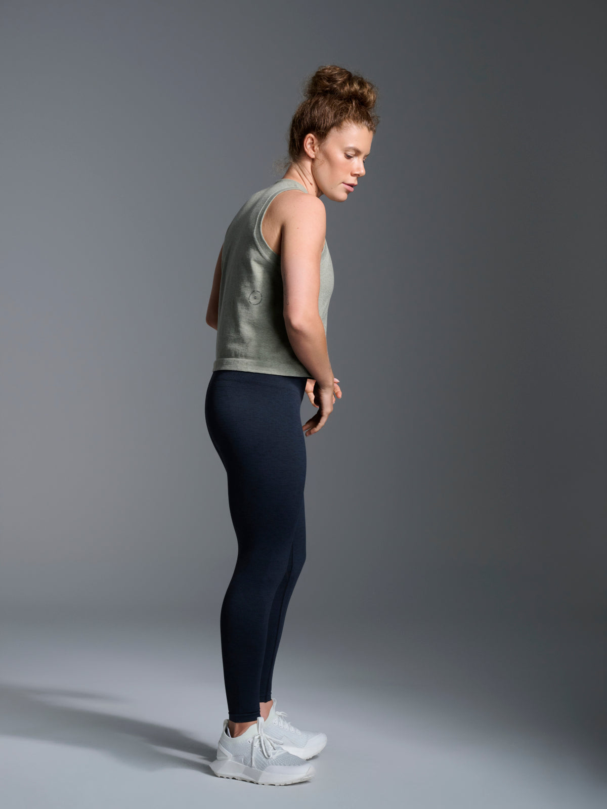 Womens here today cropped sage green marl tank top 6