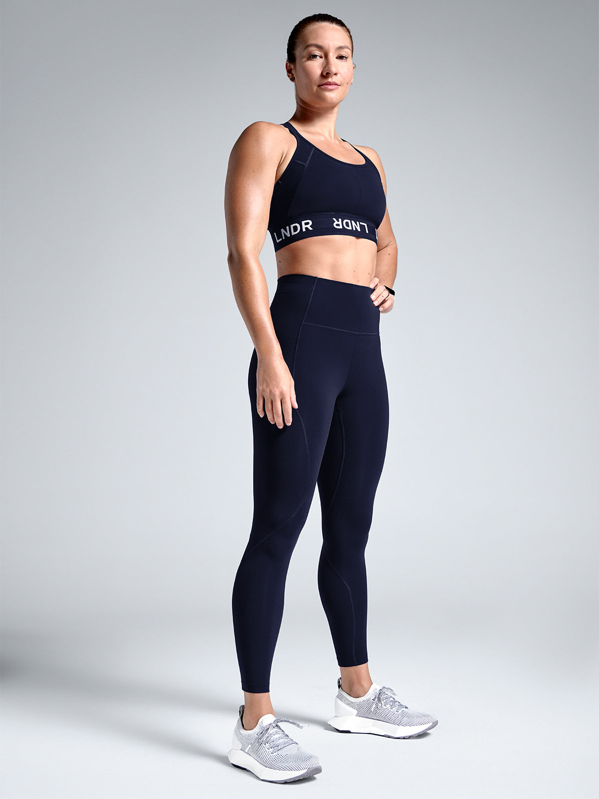 Womens limitless pocket high waisted ankle length deep navy leggings 3