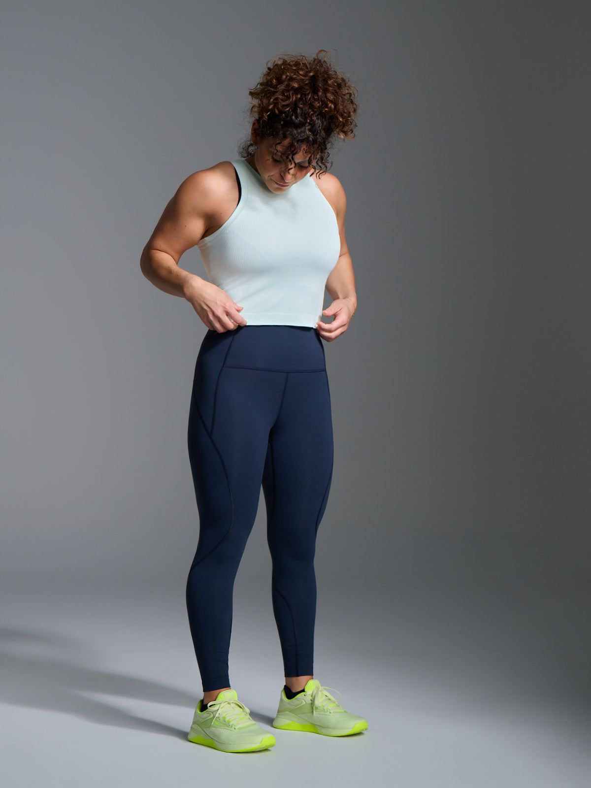 Womens limitless pocket high waisted ankle length outerspace blue leggings 5