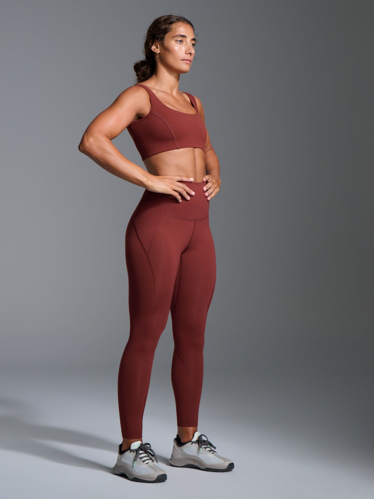 Womens limitless pocket super high waisted full length red rust leggings 5