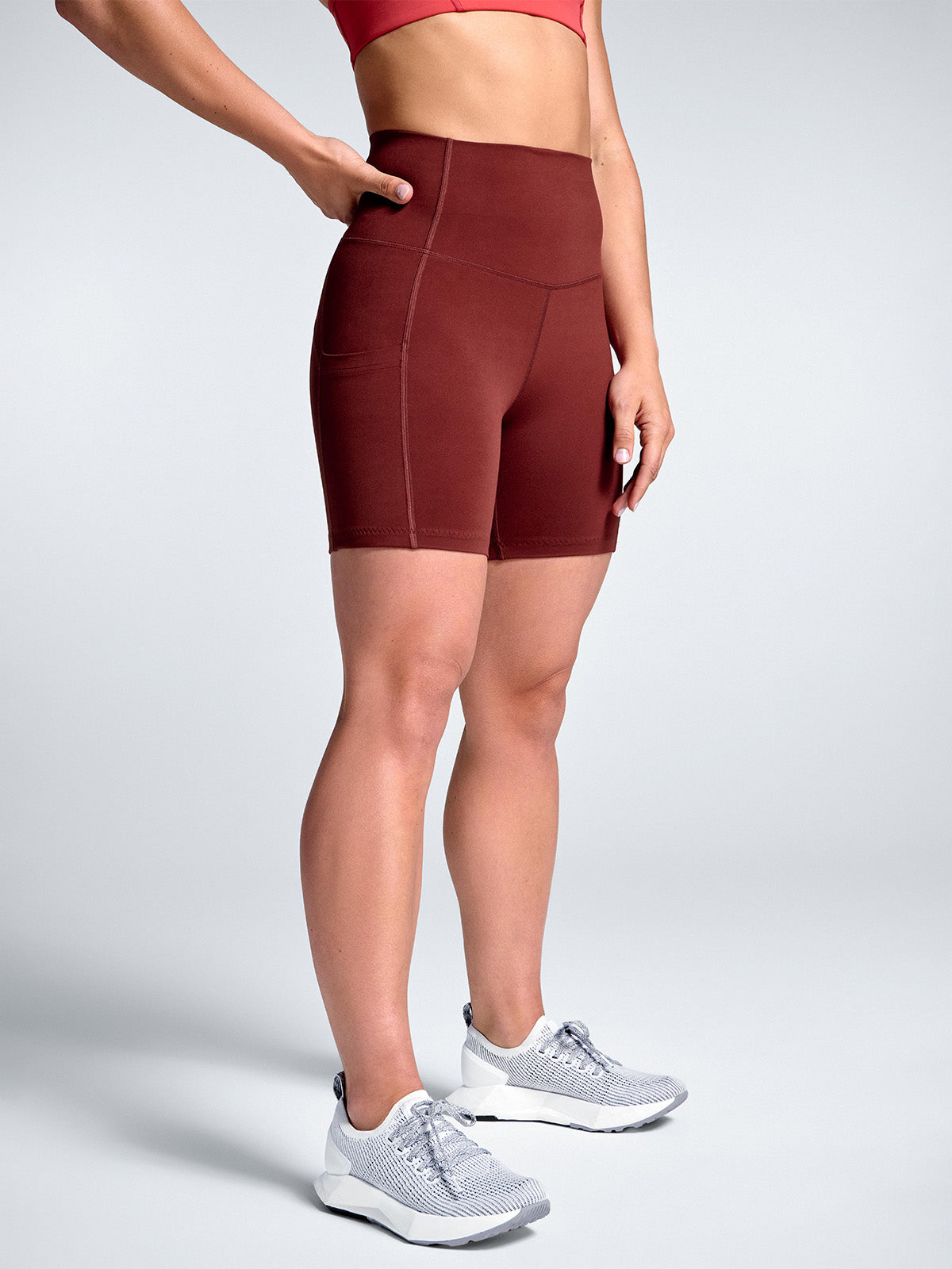 Womens obsession high waisted 6 inch red rust bike short 5