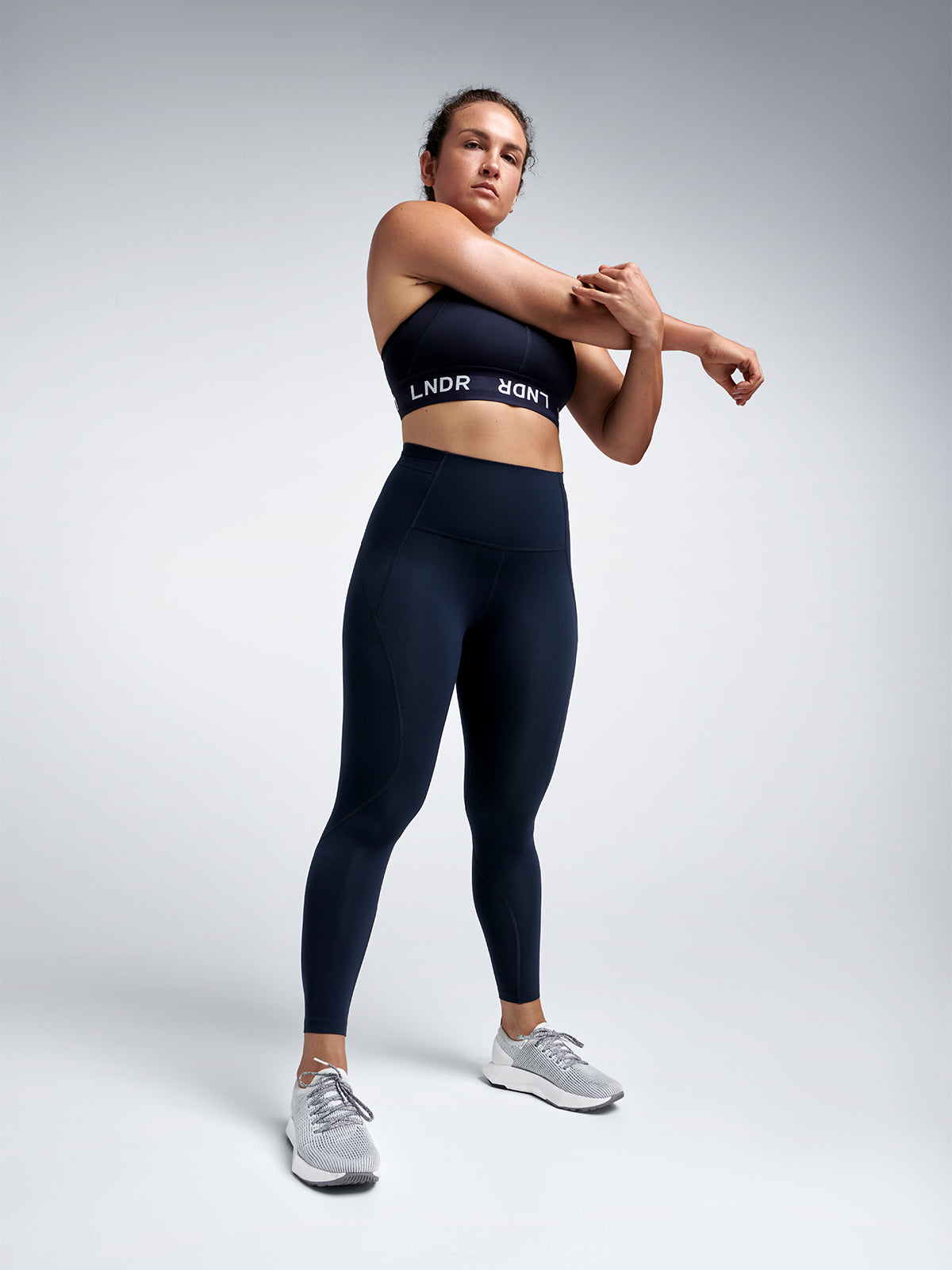 Womens limitless pocket super high waisted full length marine blue leggings 1