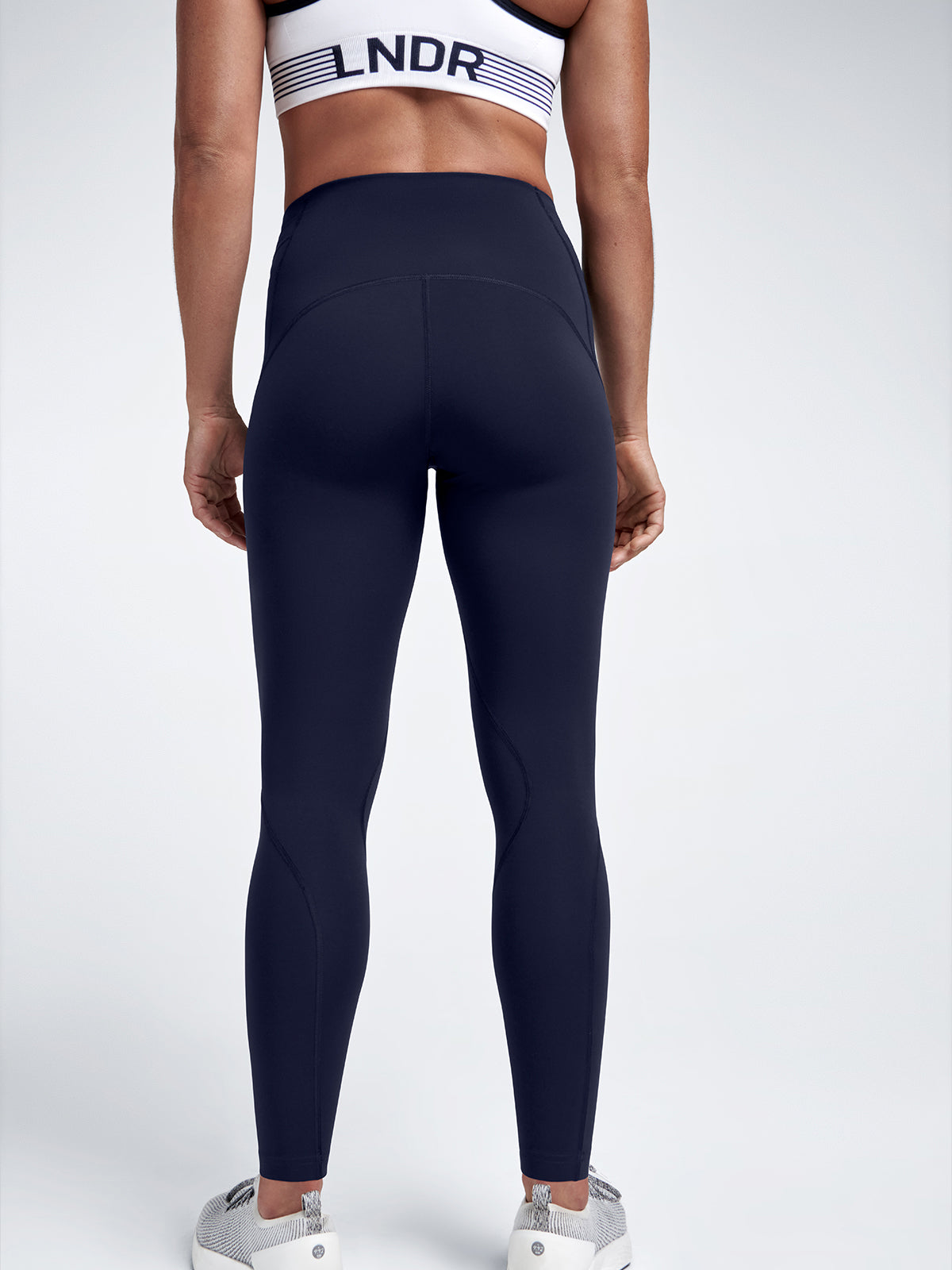 Womens limitless pocket high waisted full length navy blue leggings 4