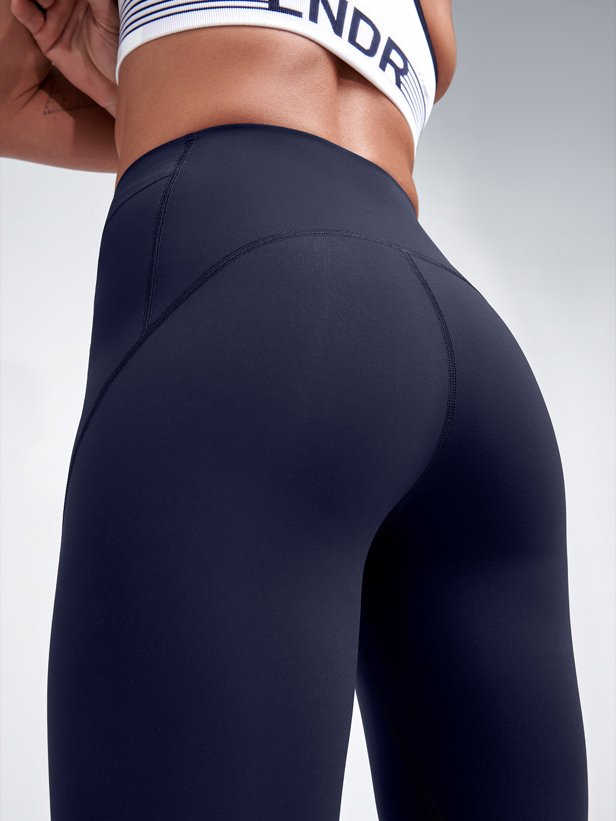 Womens limitless pocket high waisted full length navy blue leggings 5