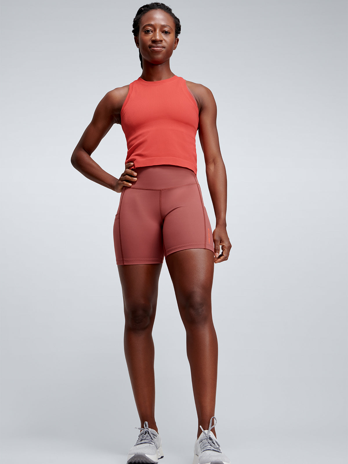 Womens power crop coral pink tank top 7