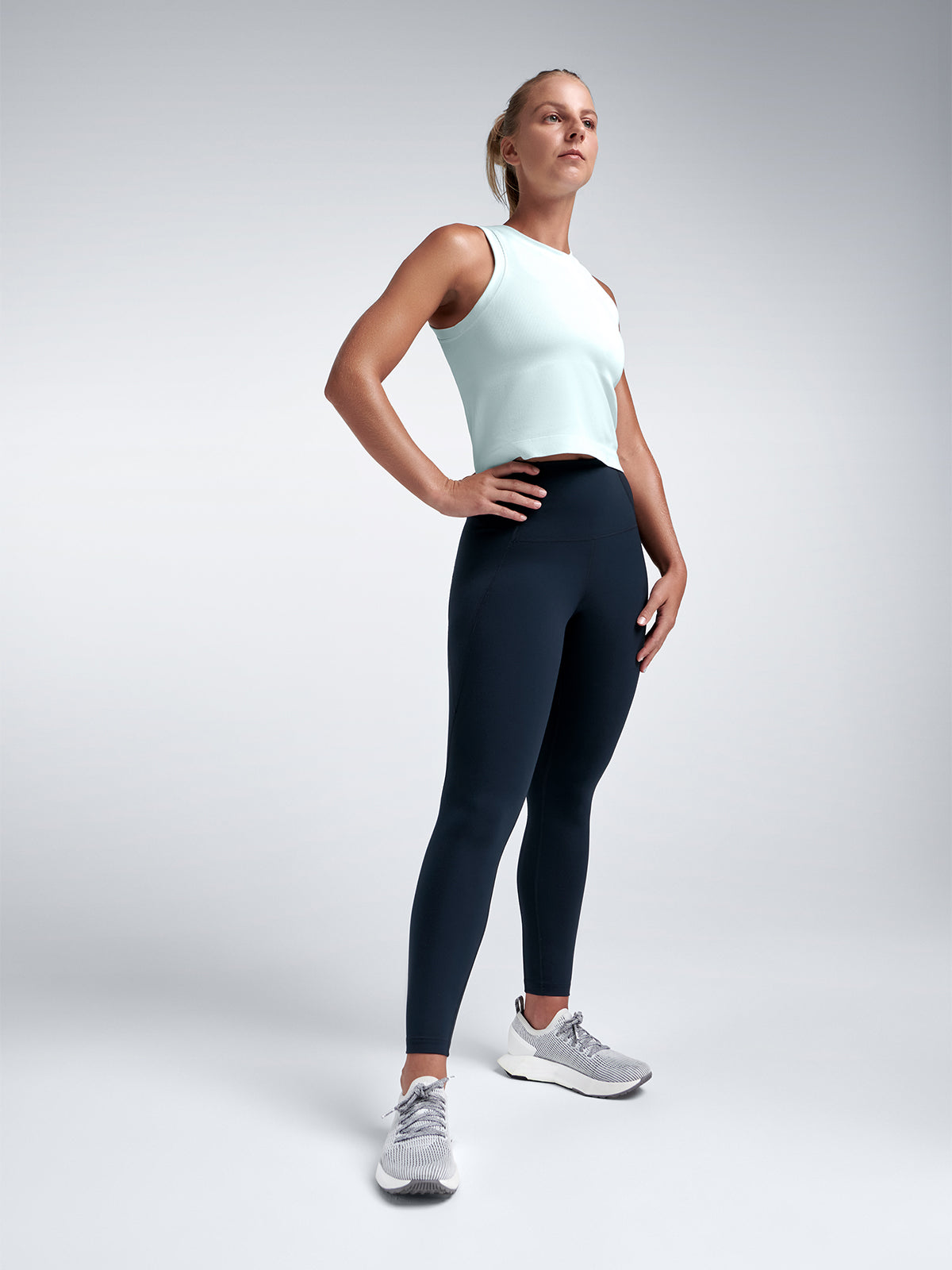 Womens power crop mint green tank top 4