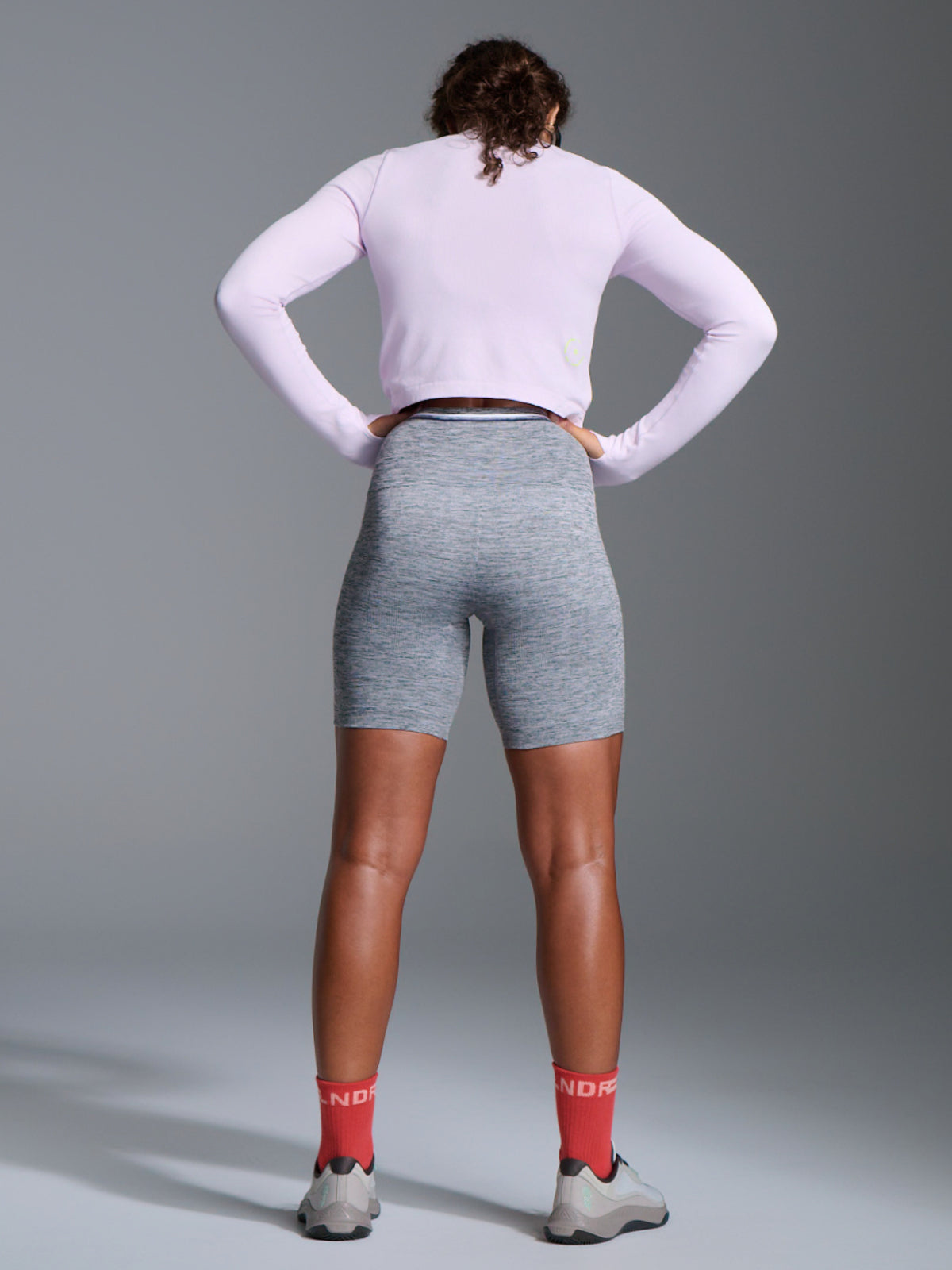 Womens power crop long sleeve lilac tank top 8