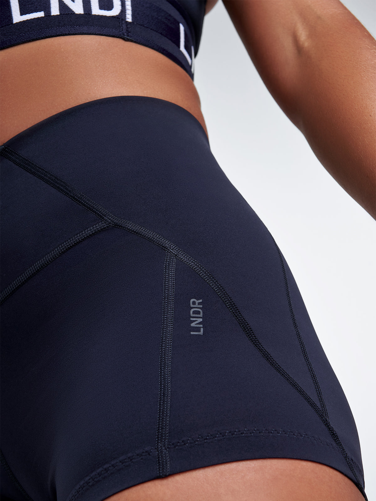 Womens limitless high waisted 3 inch navy blue bike shorts 2