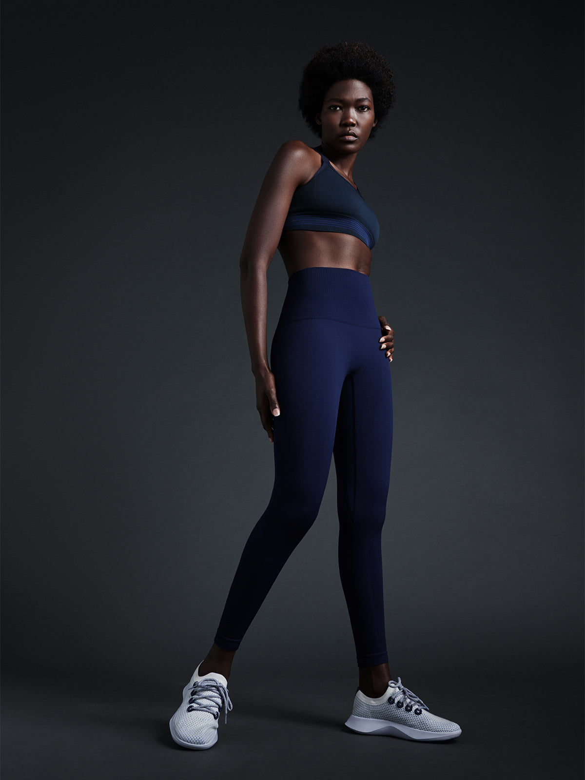 Womens streamline high waisted ankle navy leggings 11
