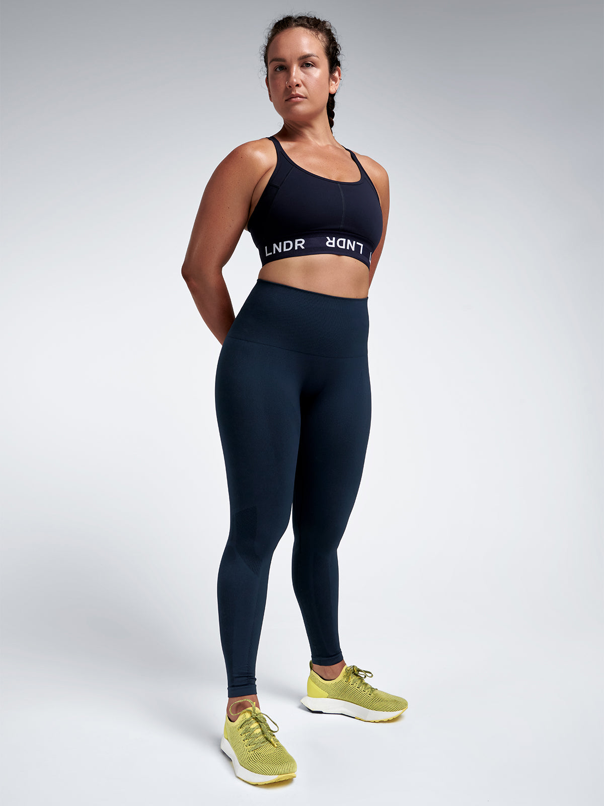 Womens streamline super high waisted full marine blue leggings 10
