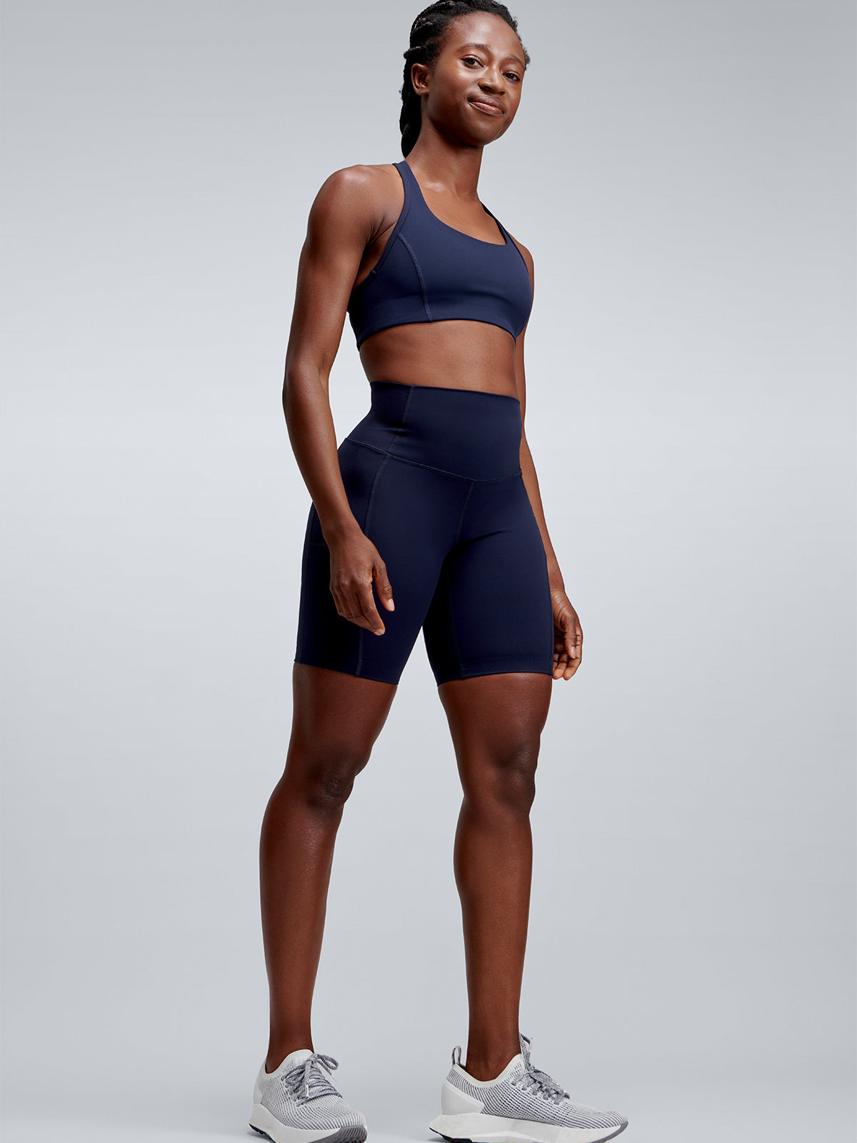 Womens fatal attraction recycled navy blue sports bra 4