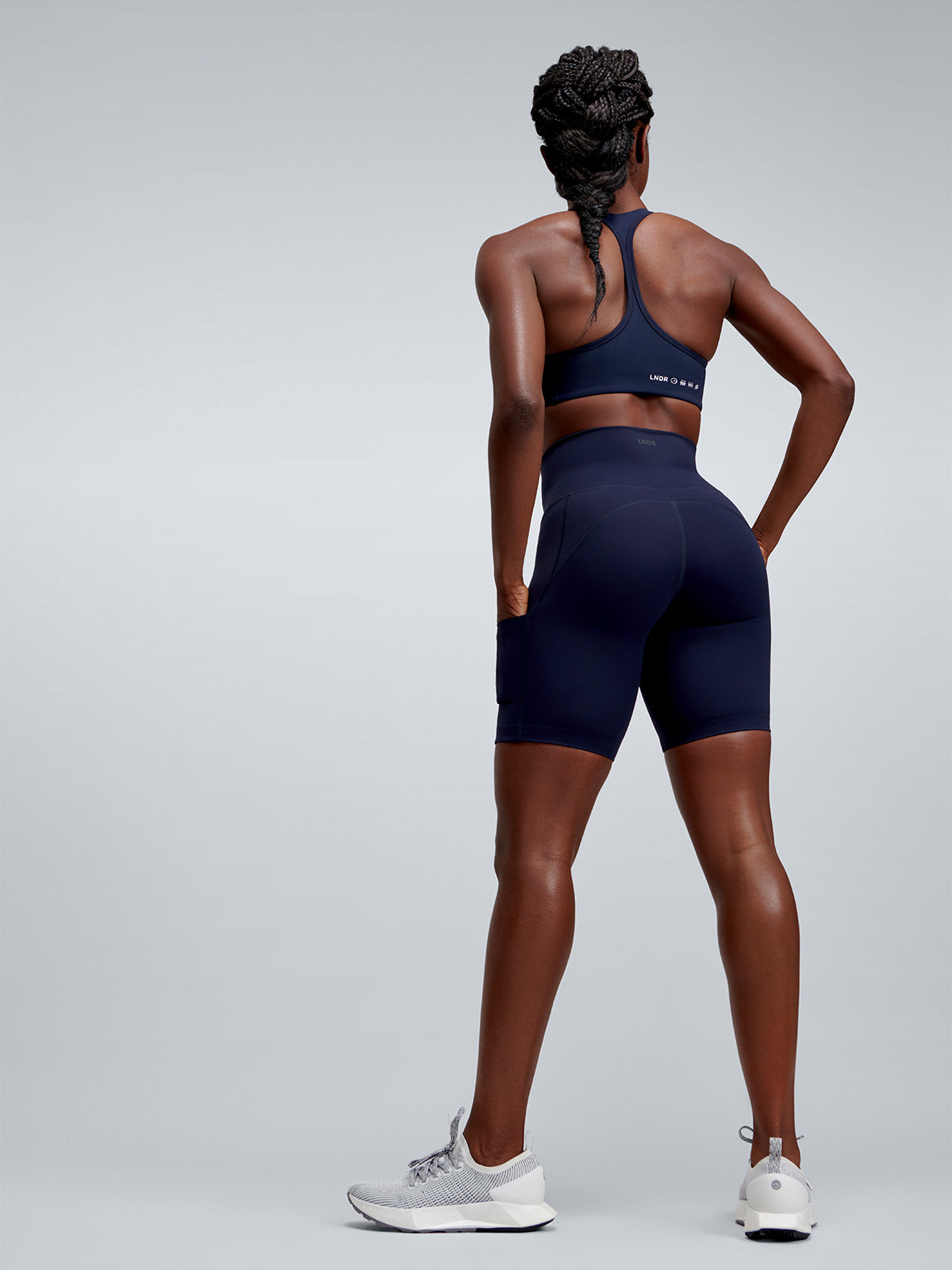 Womens fatal attraction recycled navy blue sports bra 5