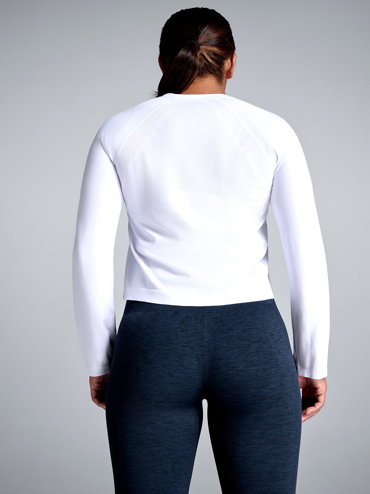 HERE TODAY Cropped Long Sleeve Tee White