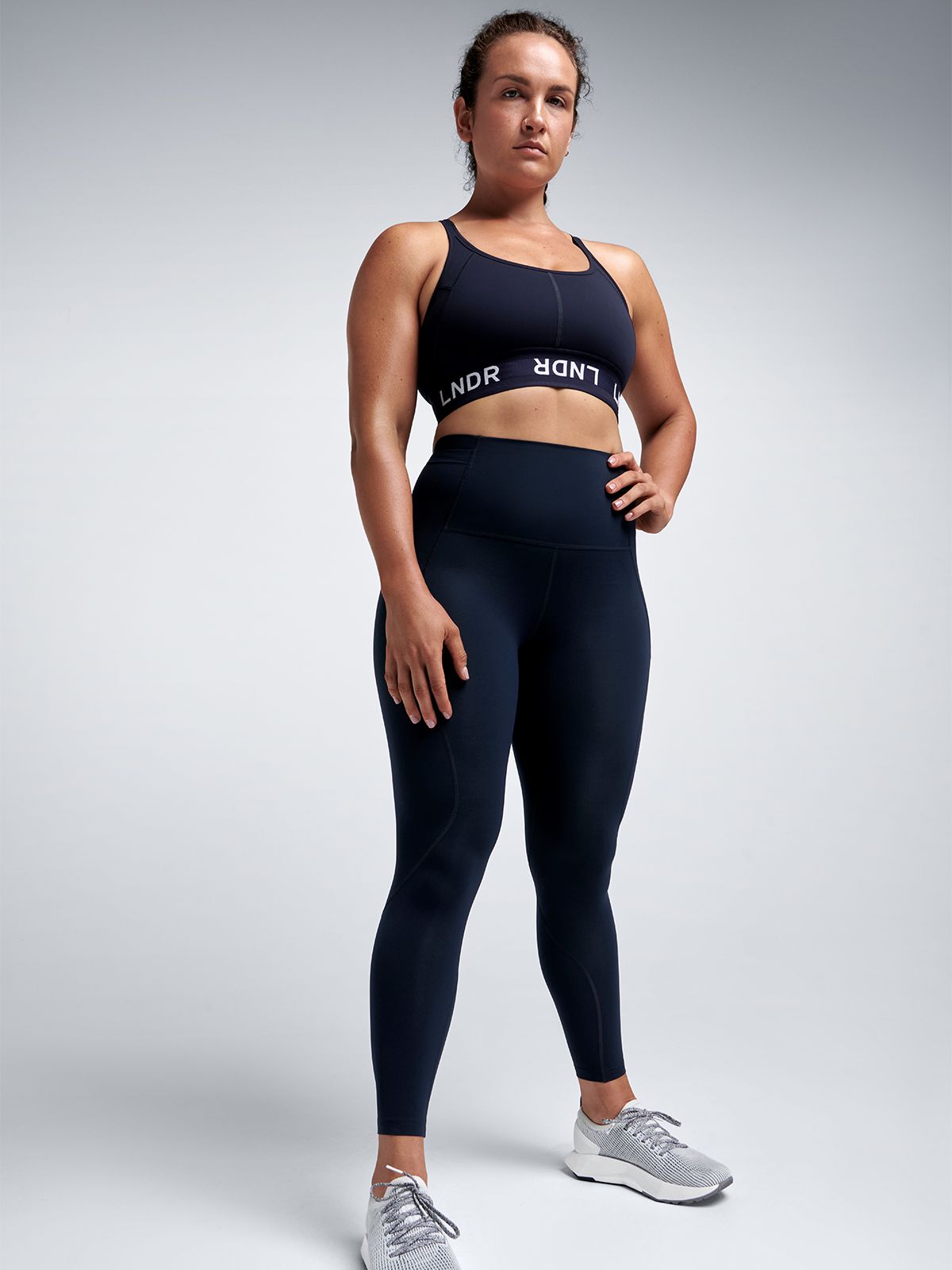 Womens limitless pocket super high waisted full length marine blue leggings 8
