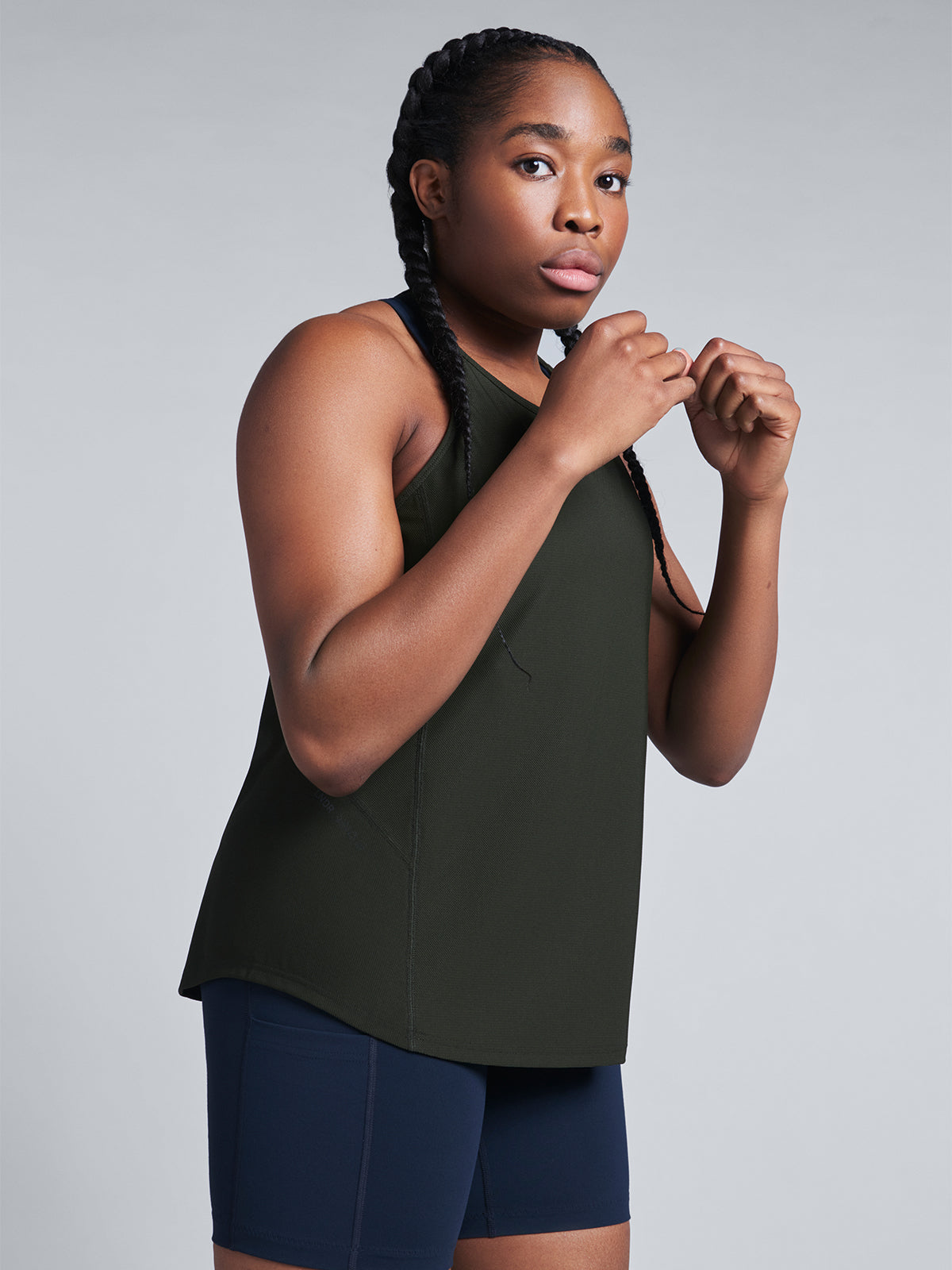 Womens olive green air tank top 4
