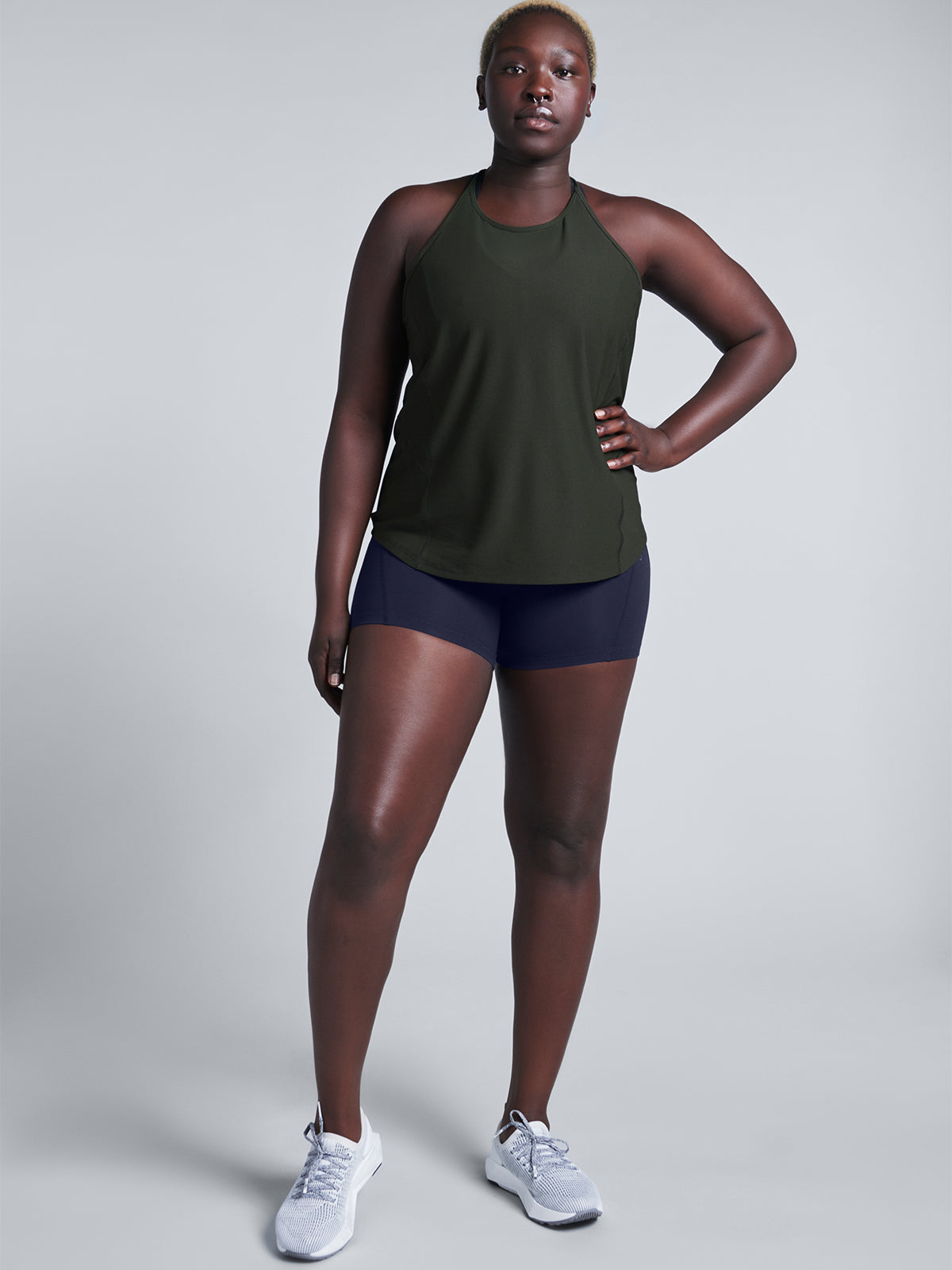 Womens olive green air tank top 7