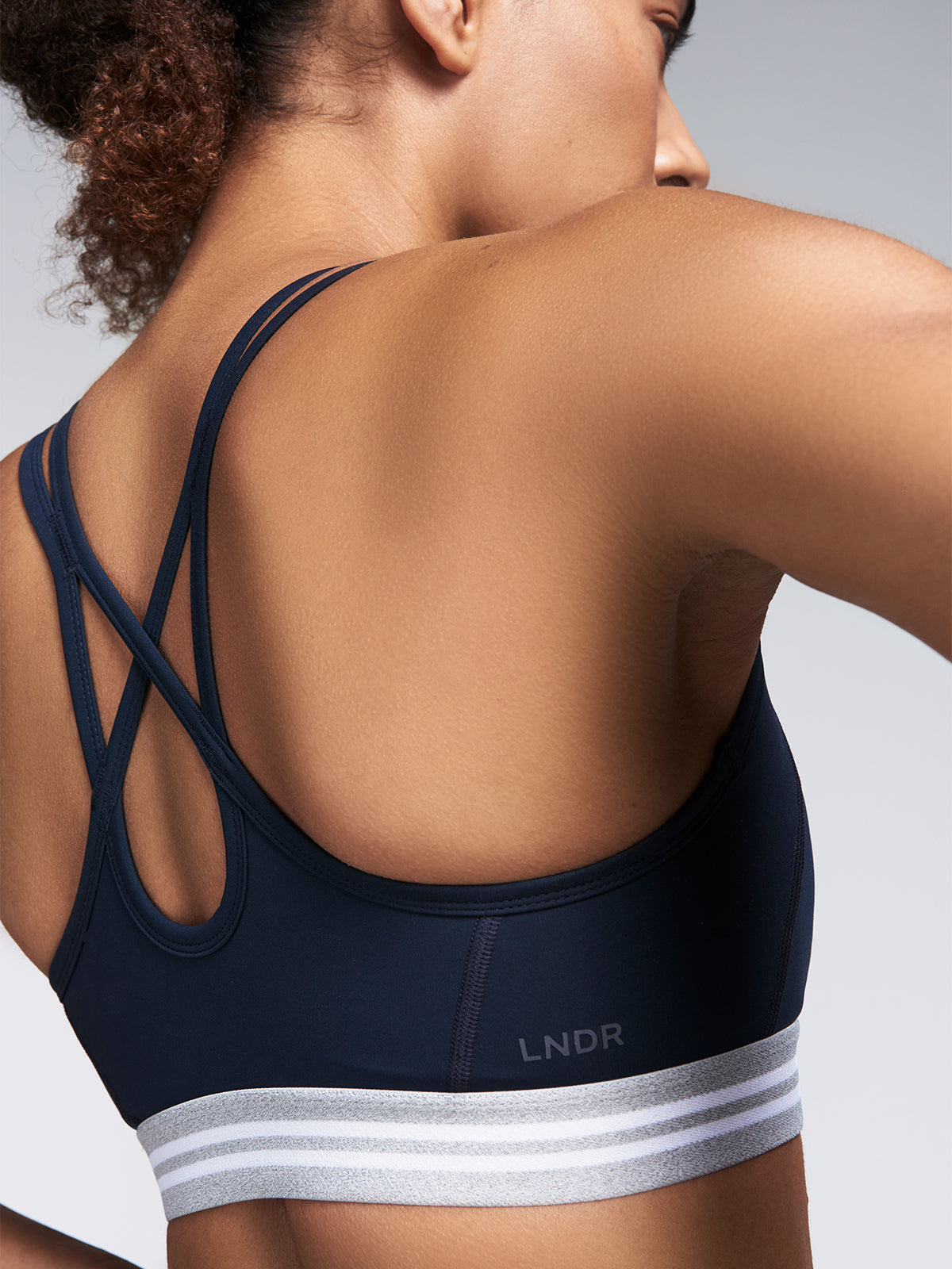 Womens limitless marine blue sports bra 2