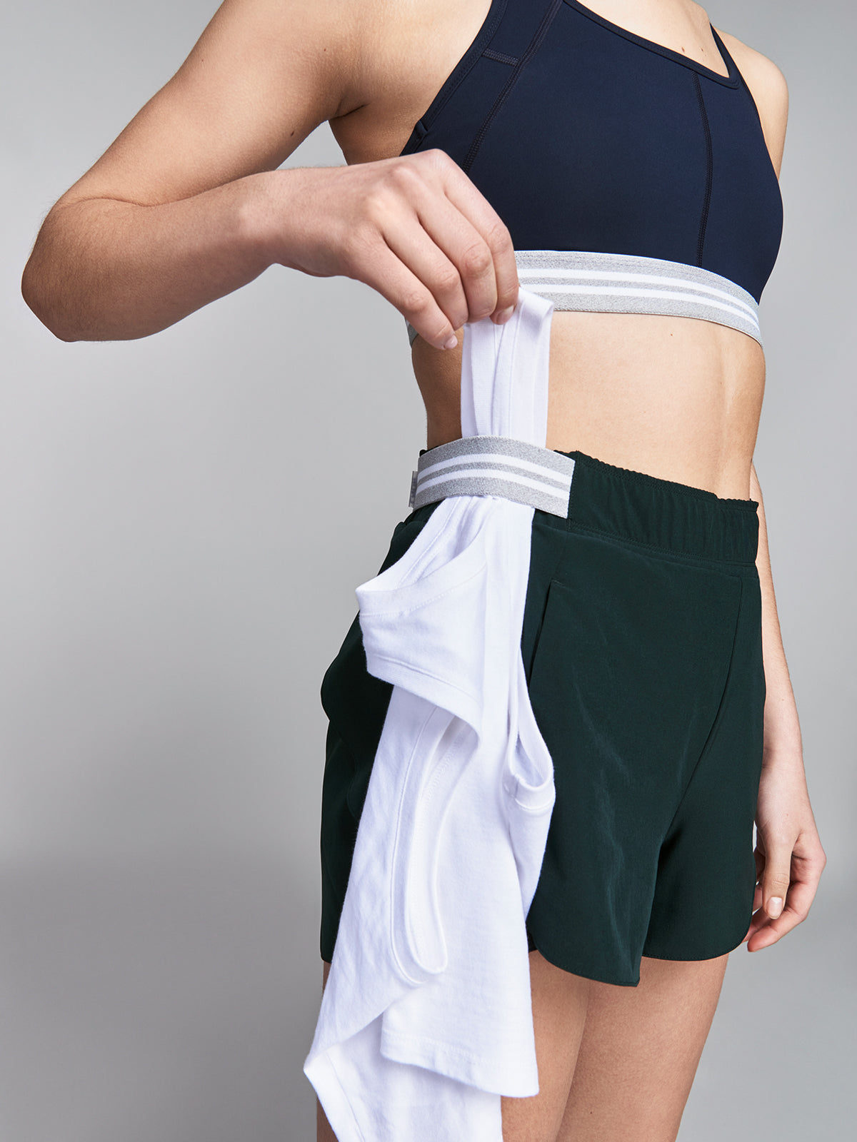 Womens fly recycled dark green run short 5
