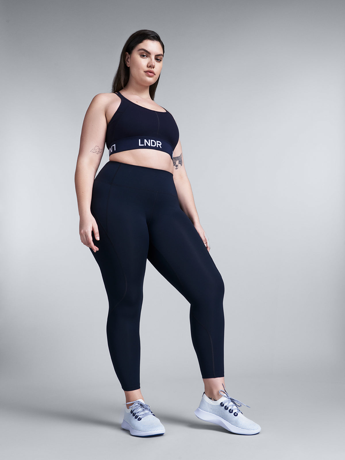 Womens limitless high waisted ankle length navy blue leggings 7