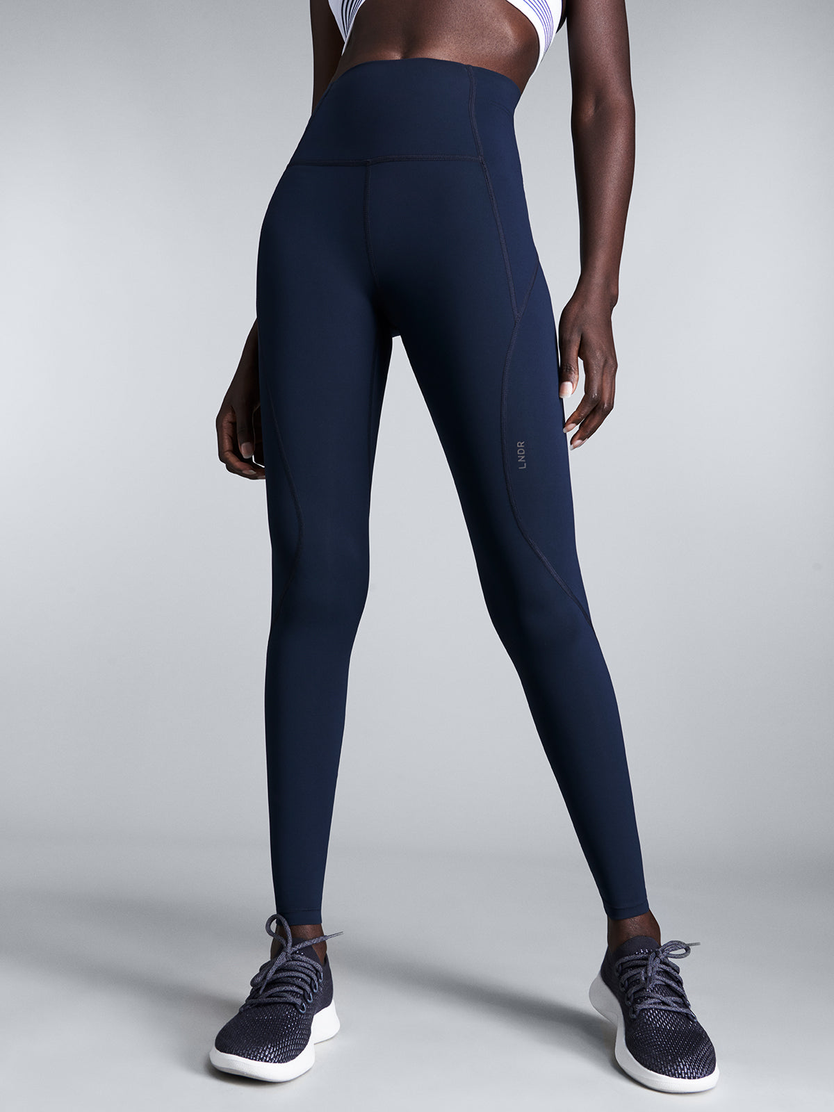 Womens limitless pocket high waisted full length marine blue leggings 3