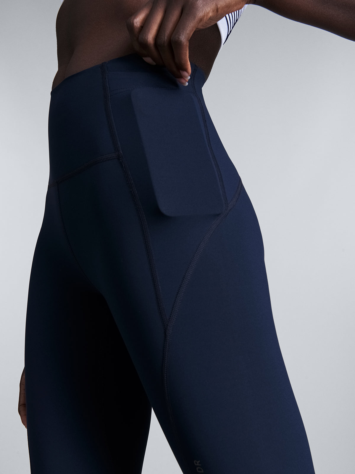 Womens limitless pocket high waisted full length marine blue leggings 2