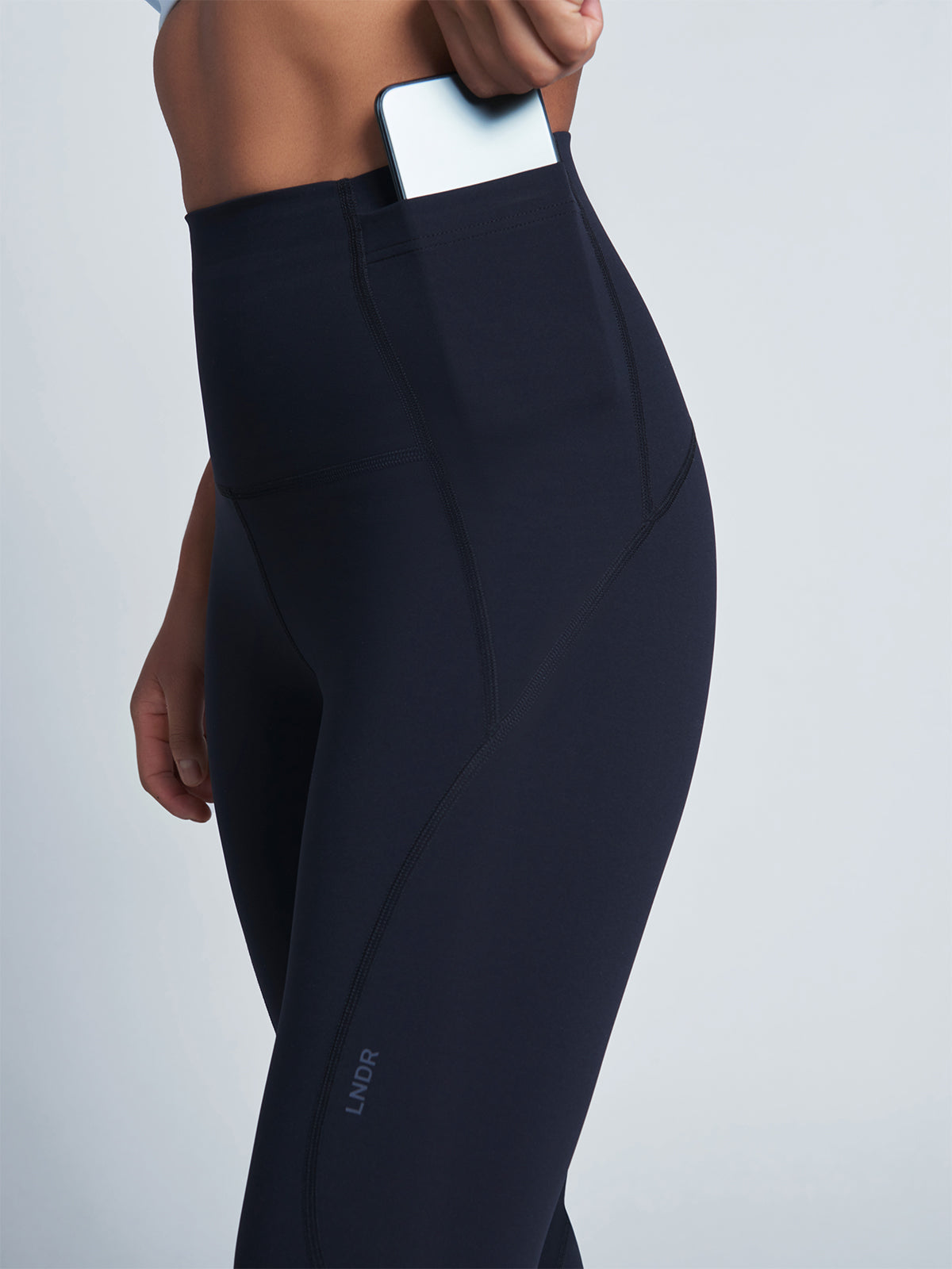 Womens limitless pocket super high waisted full length black leggings 1