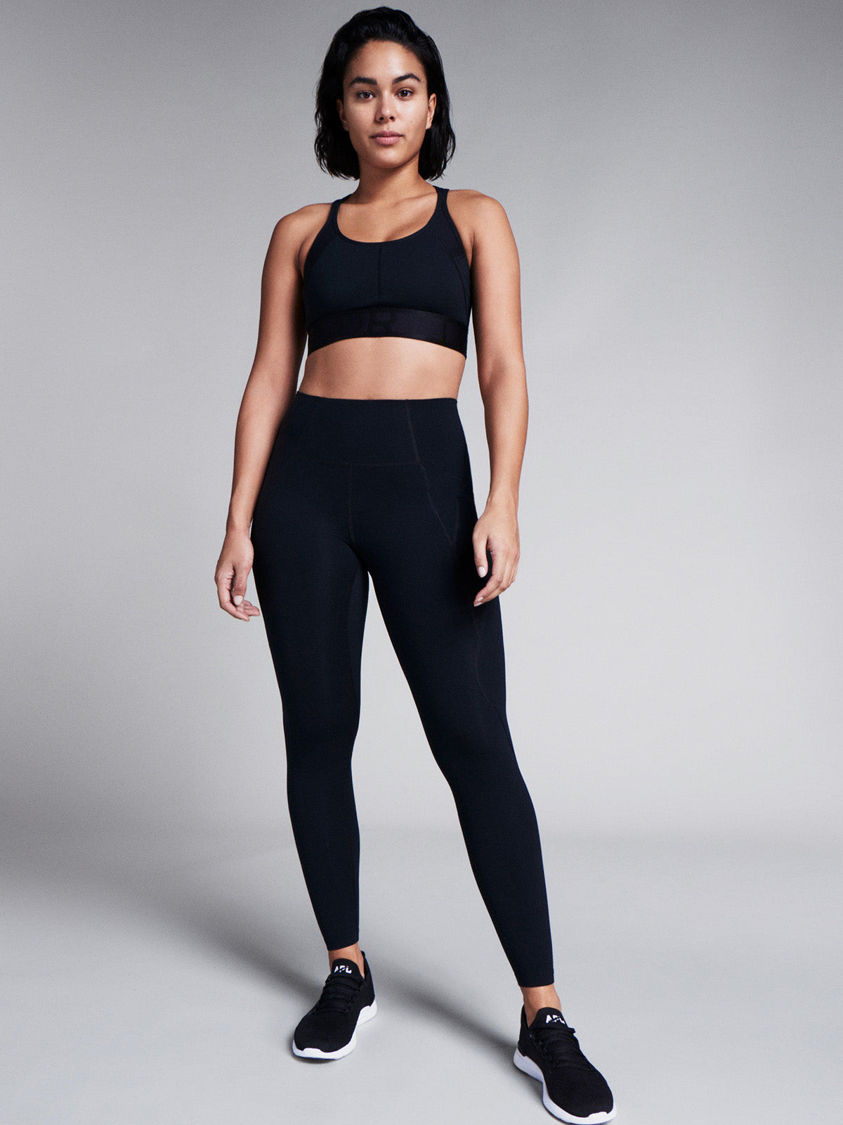 Womens lightspeed high waisted full length black leggings 2