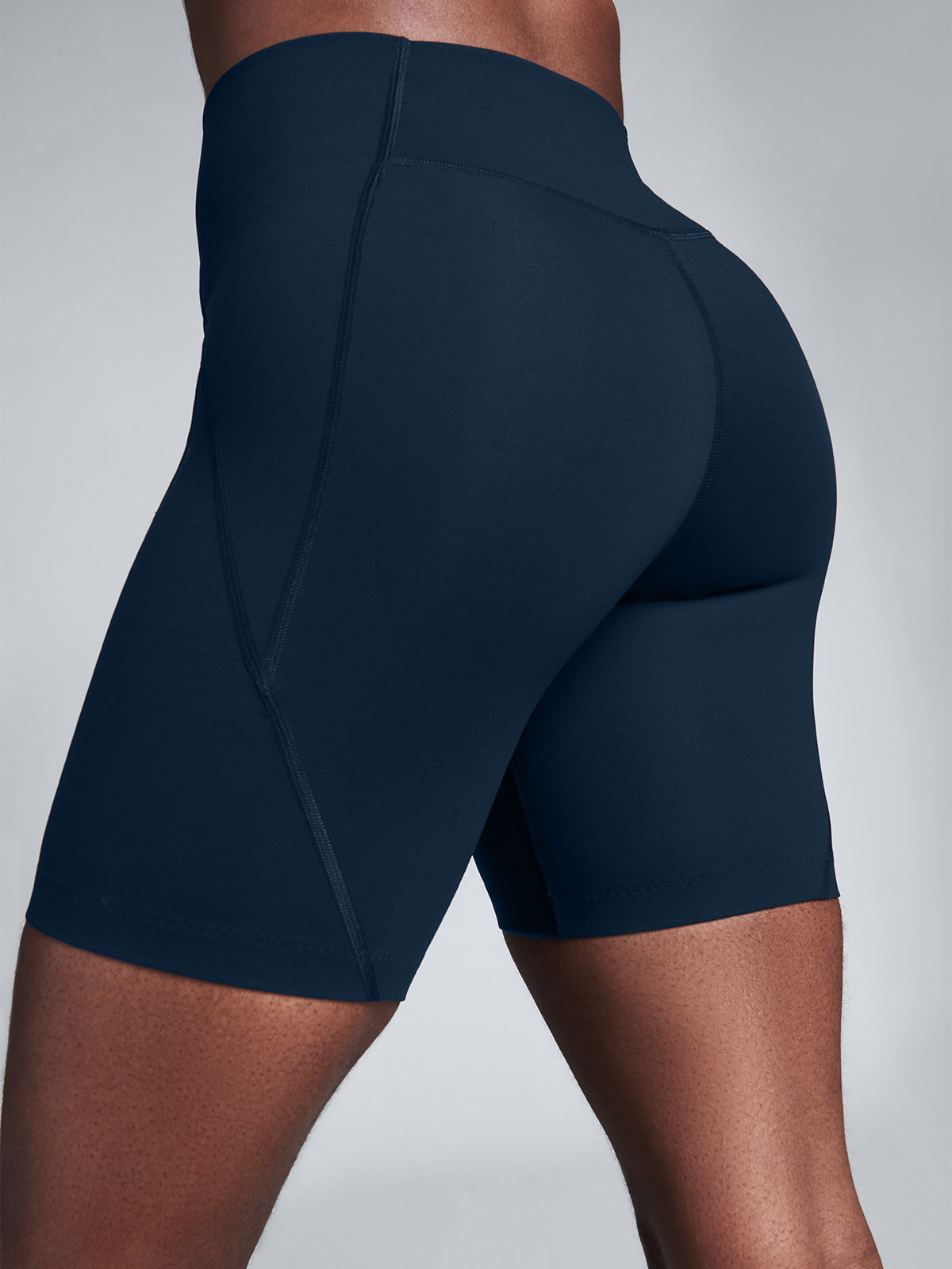 Womens limitless high waisted 7.5 inch marine blue bike shorts 1